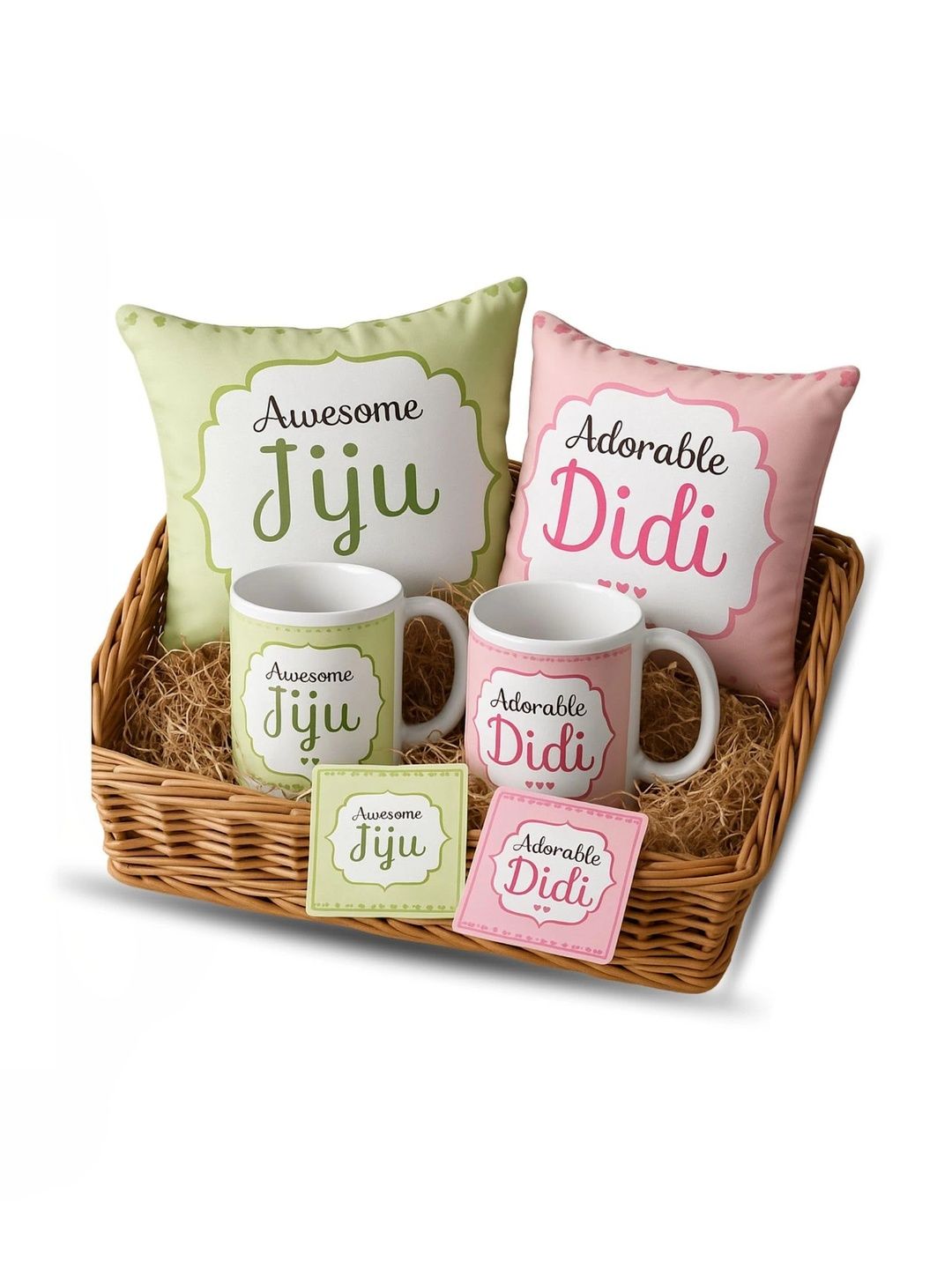 THEYAYACAFE 6-Pieces Pink & Green Printed Home Gift Sets-picture-14