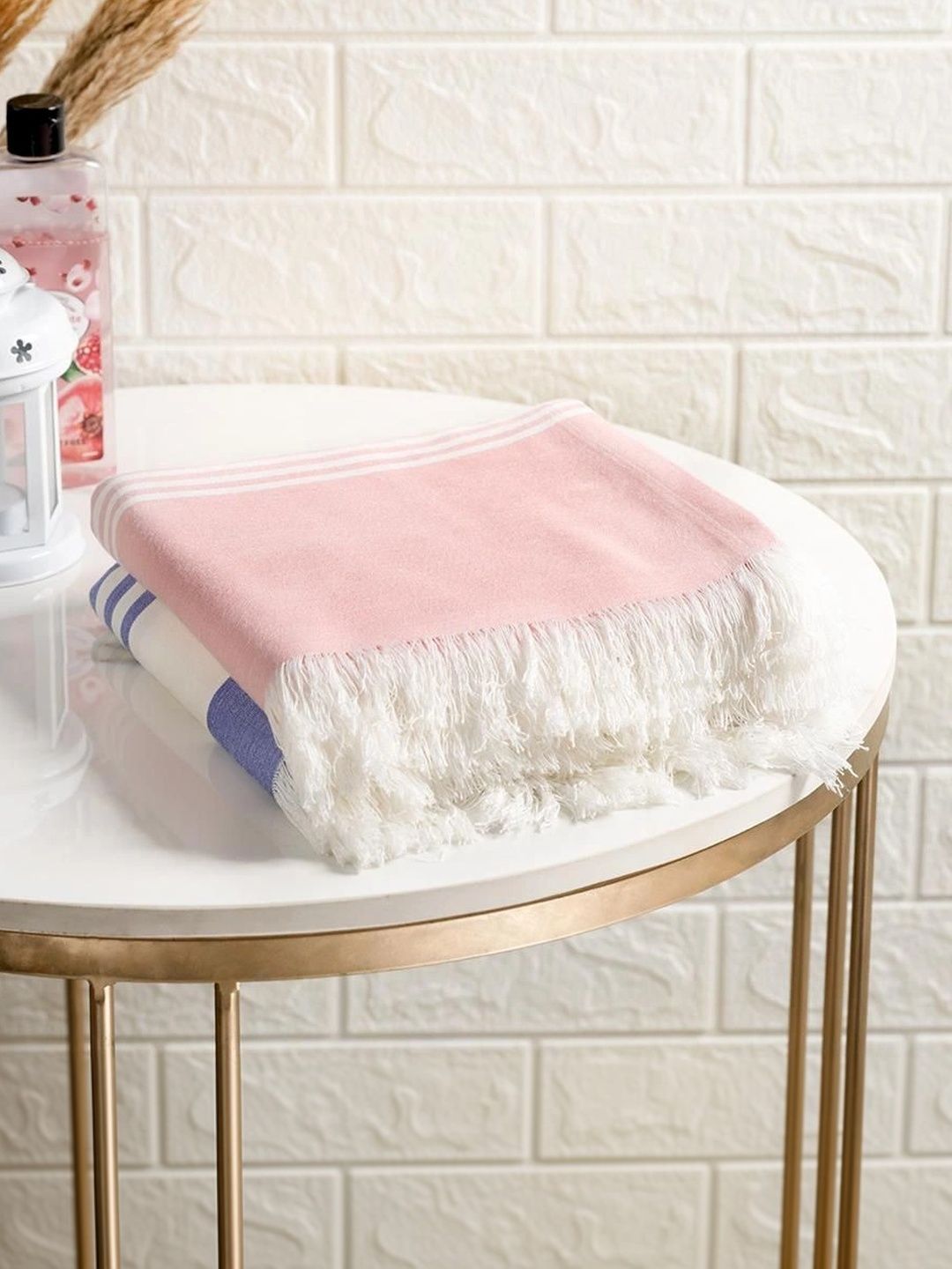 wakefit Pink & White 2 Striped Bamboo 200 GSM Bath Towel-picture-25