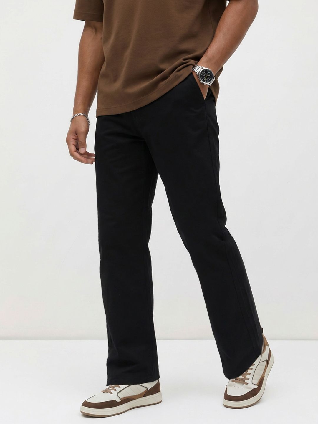 The Roadster Life Co. Men Straight Fit Pure Cotton Chinos Trousers-picture-26