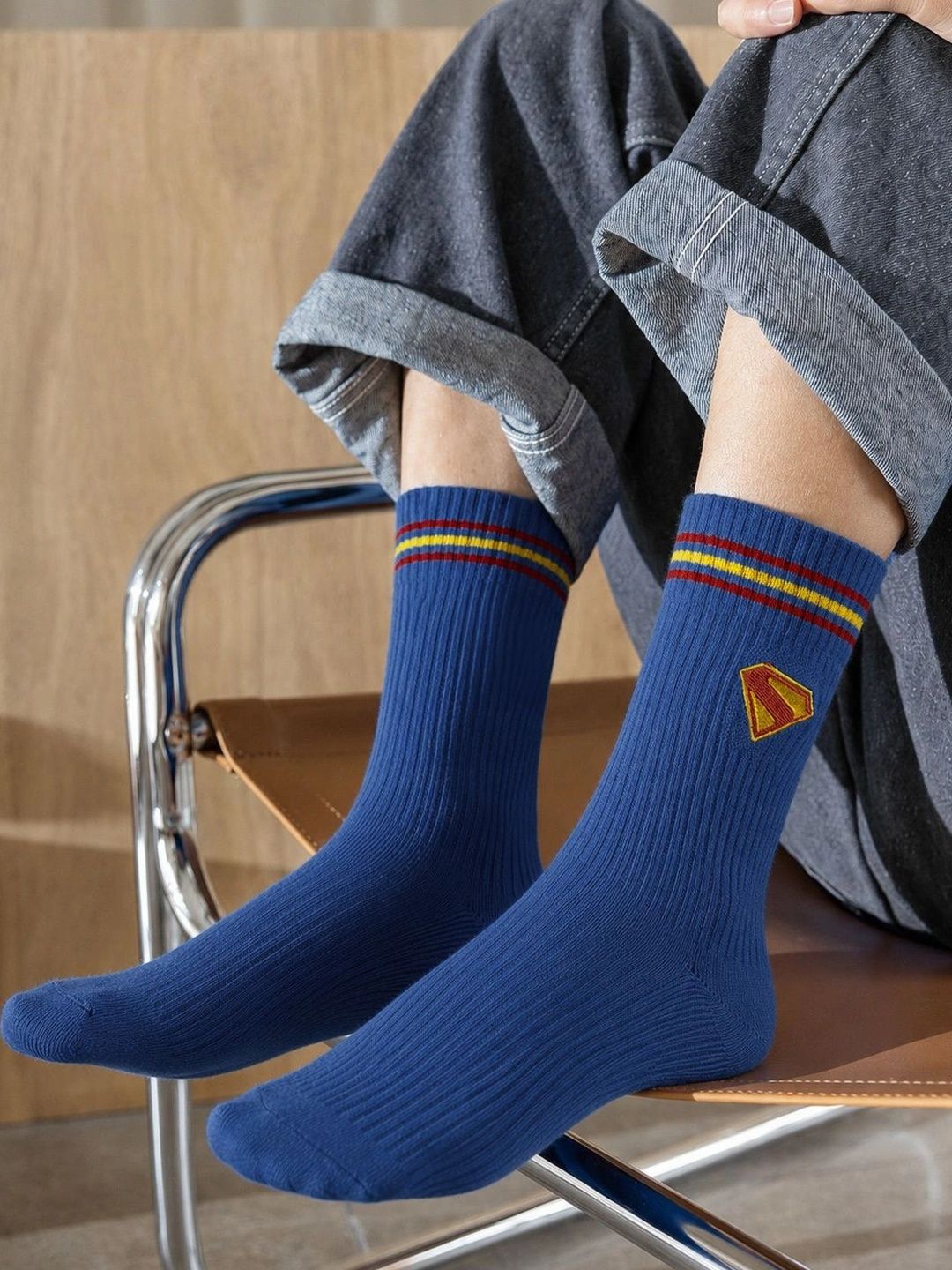 The Souled Store Unisex Cotton Blend Patterned Above Ankle Socks-picture-39