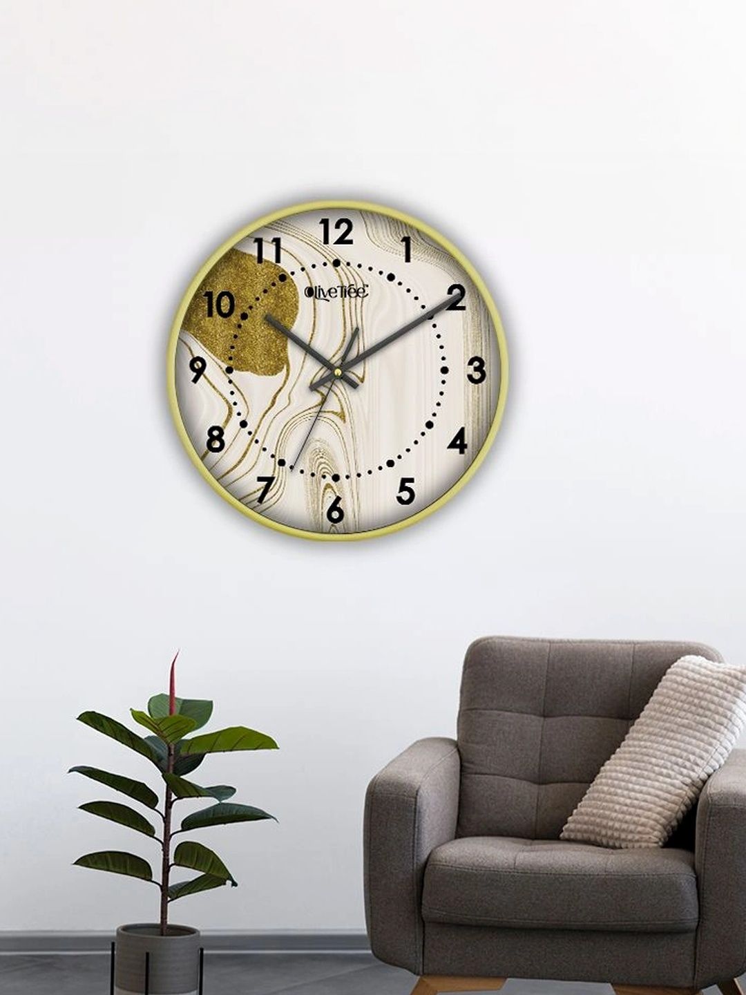 OLIVE TREE Gold-Toned Printed Contemporary Wall Clock-picture-14