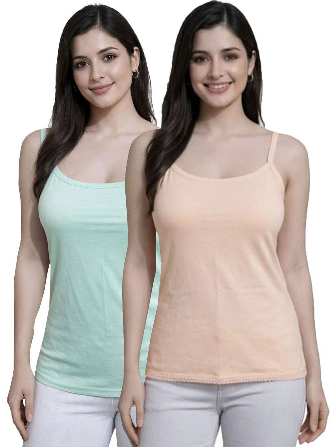 UNIFITFASHION Pack of 2 Cotton Non Padded Camisoles-picture-31