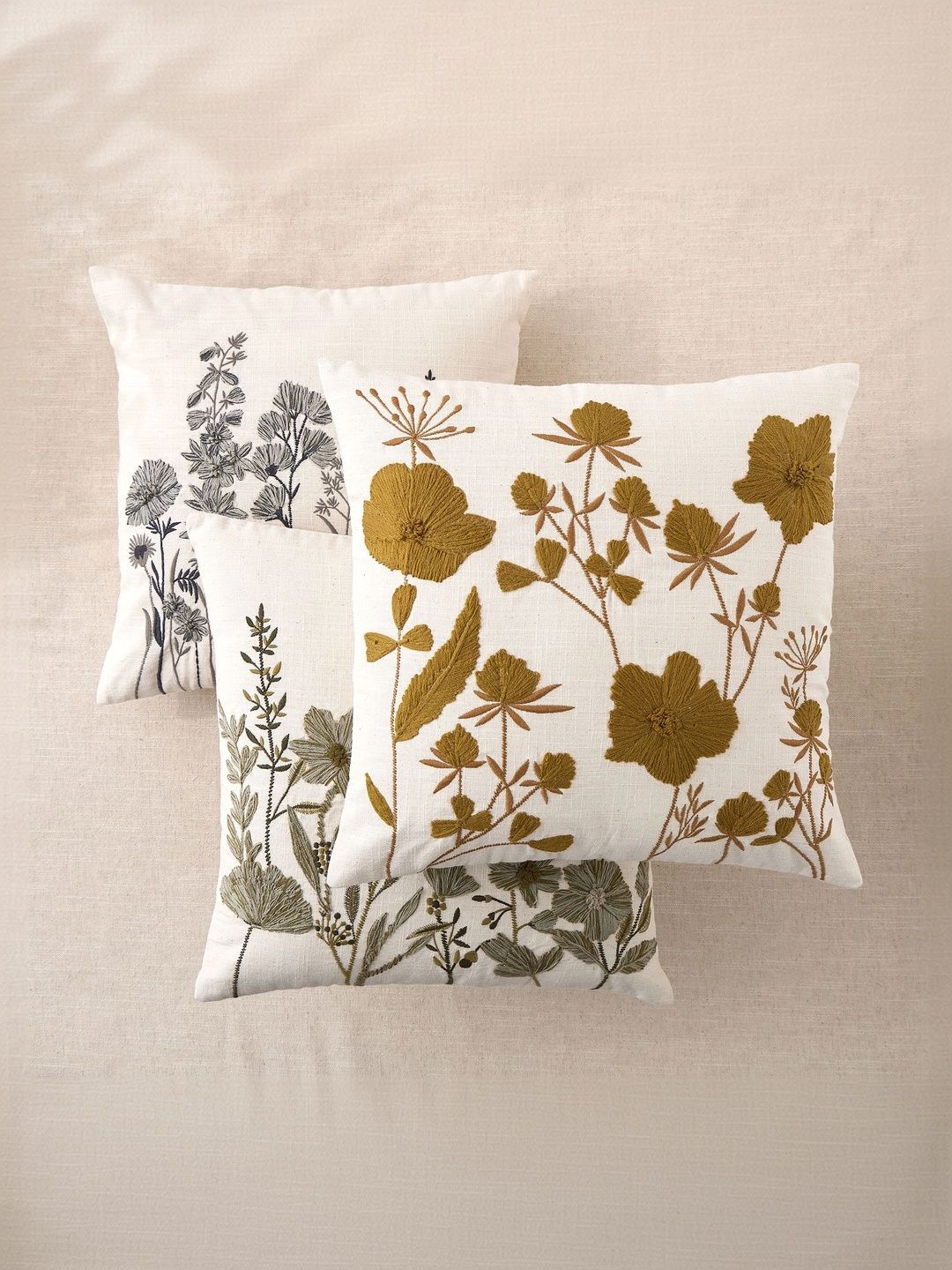 Home Centre Off White & Grey Embroidered Square Cushion Covers-picture-15