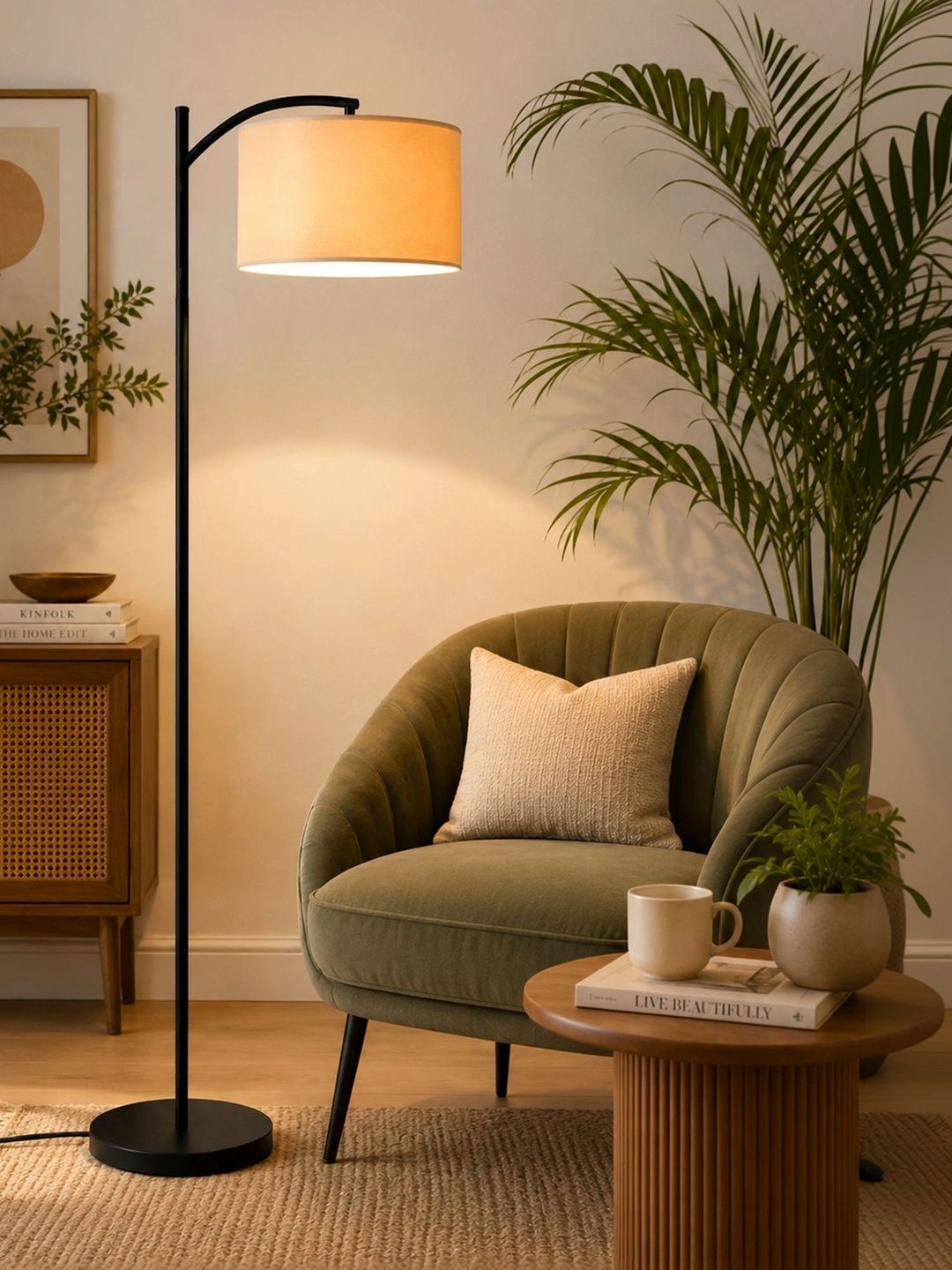 Glowhere Off White Metal Cylinder Floor Lamps-picture-18