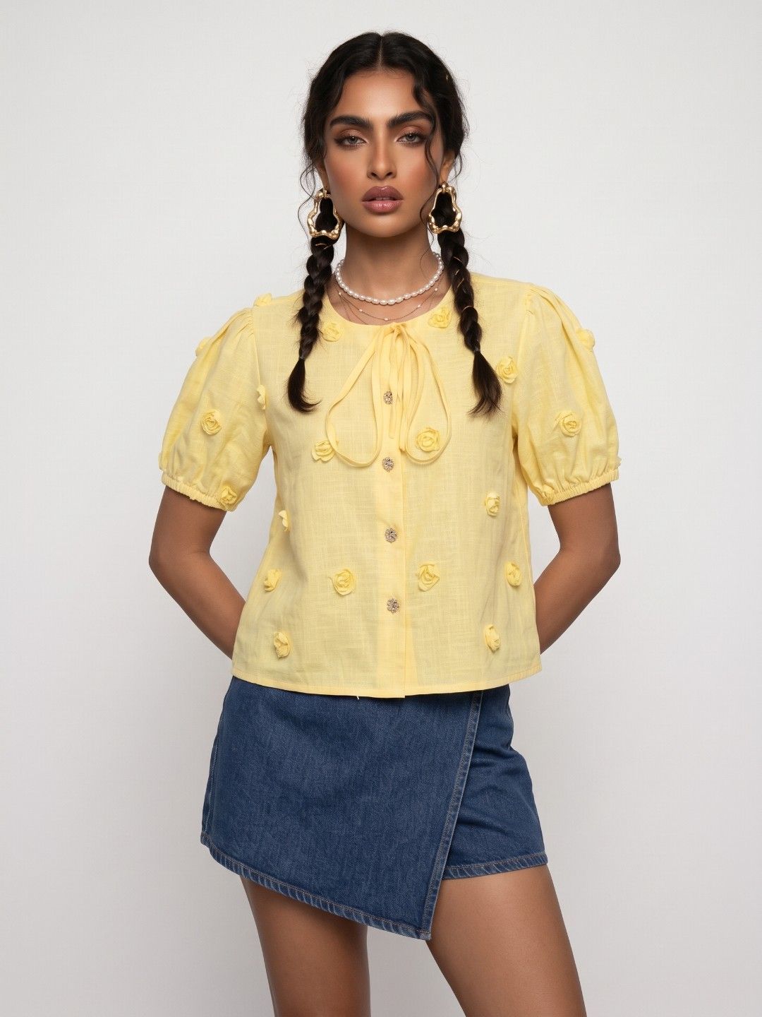Phosphorus Embellished Puff Sleeve Top-picture-55