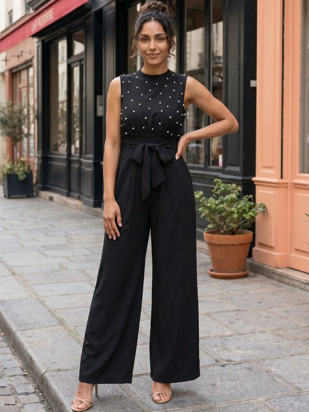Zucchini Basic Jumpsuit with Embellished-picture-39