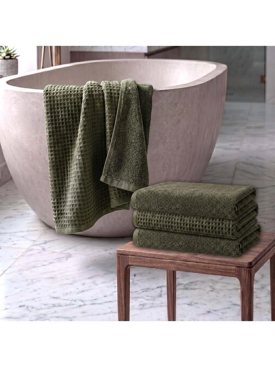 Athom Living Green 4 Cotton 450 GSM Bath Towel-picture-11