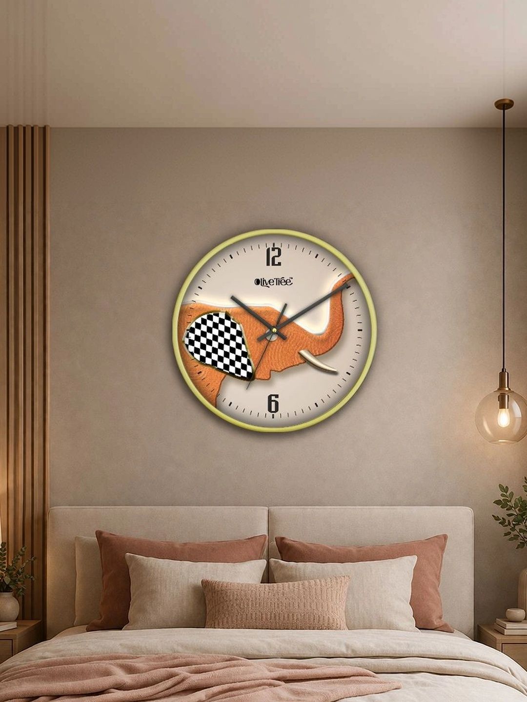OLIVE TREE Gold-Toned & Black Printed Contemporary Wall Clock-picture-37