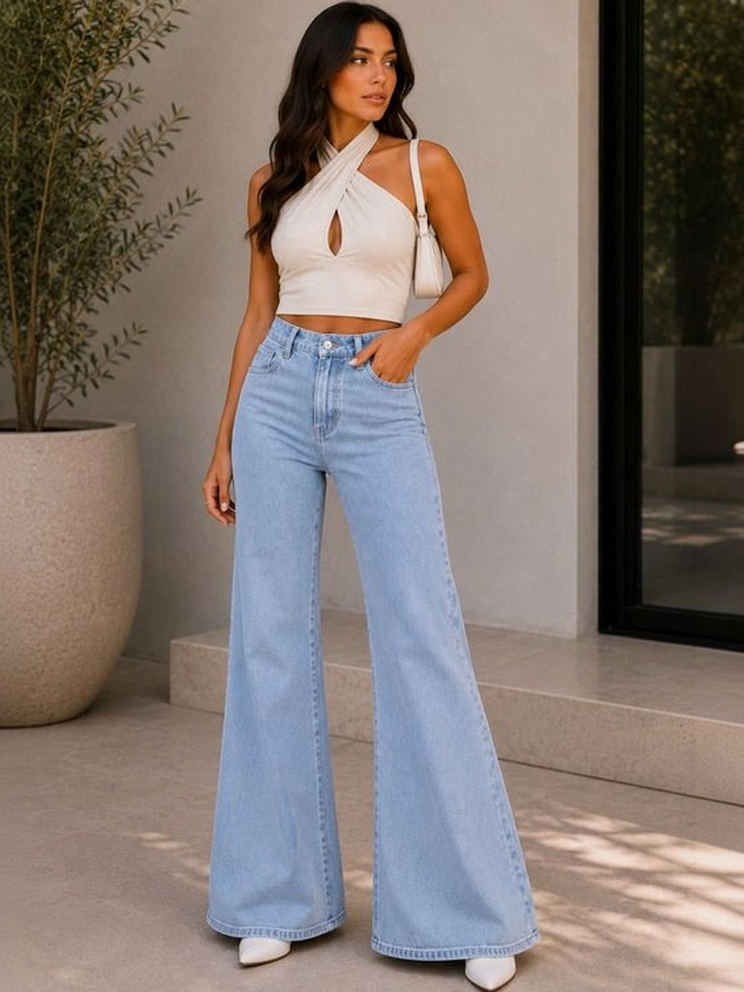 kitty-fashion Women Comfort Bootcut High-Rise Stretchable Jeans