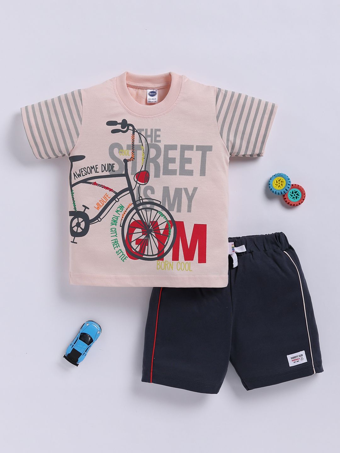 Teddy Boys Graphic Printed Pure Cotton T-shirt with Shorts-picture-32