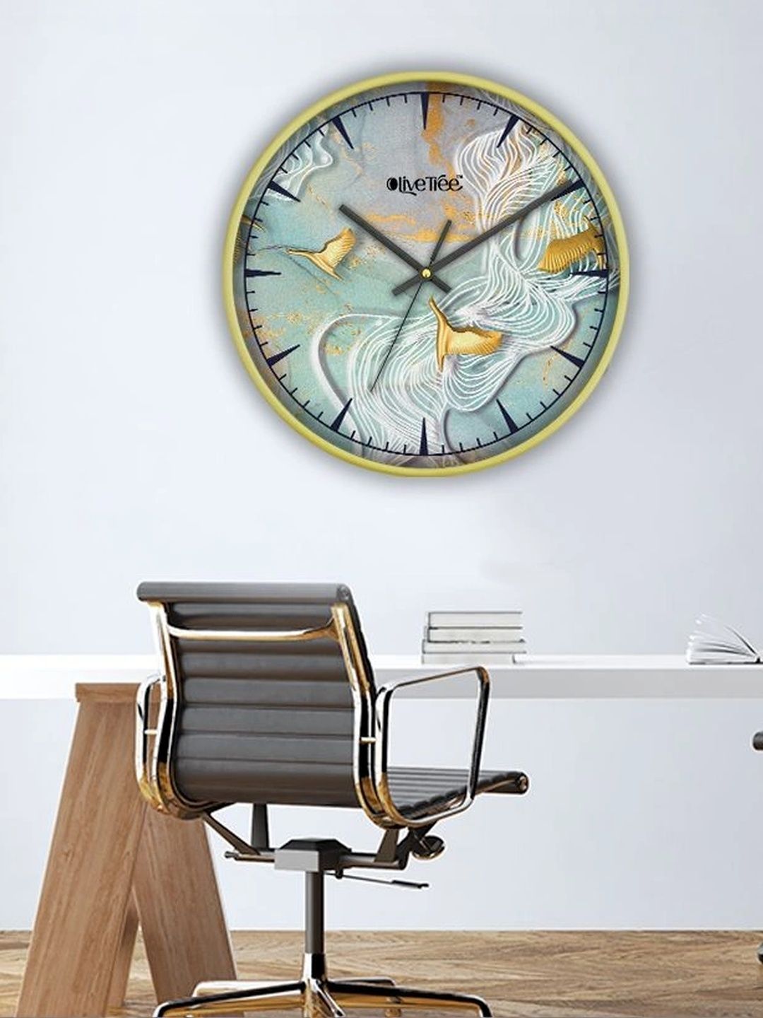 OLIVE TREE Gold-Toned Printed Wall Clock-image-24