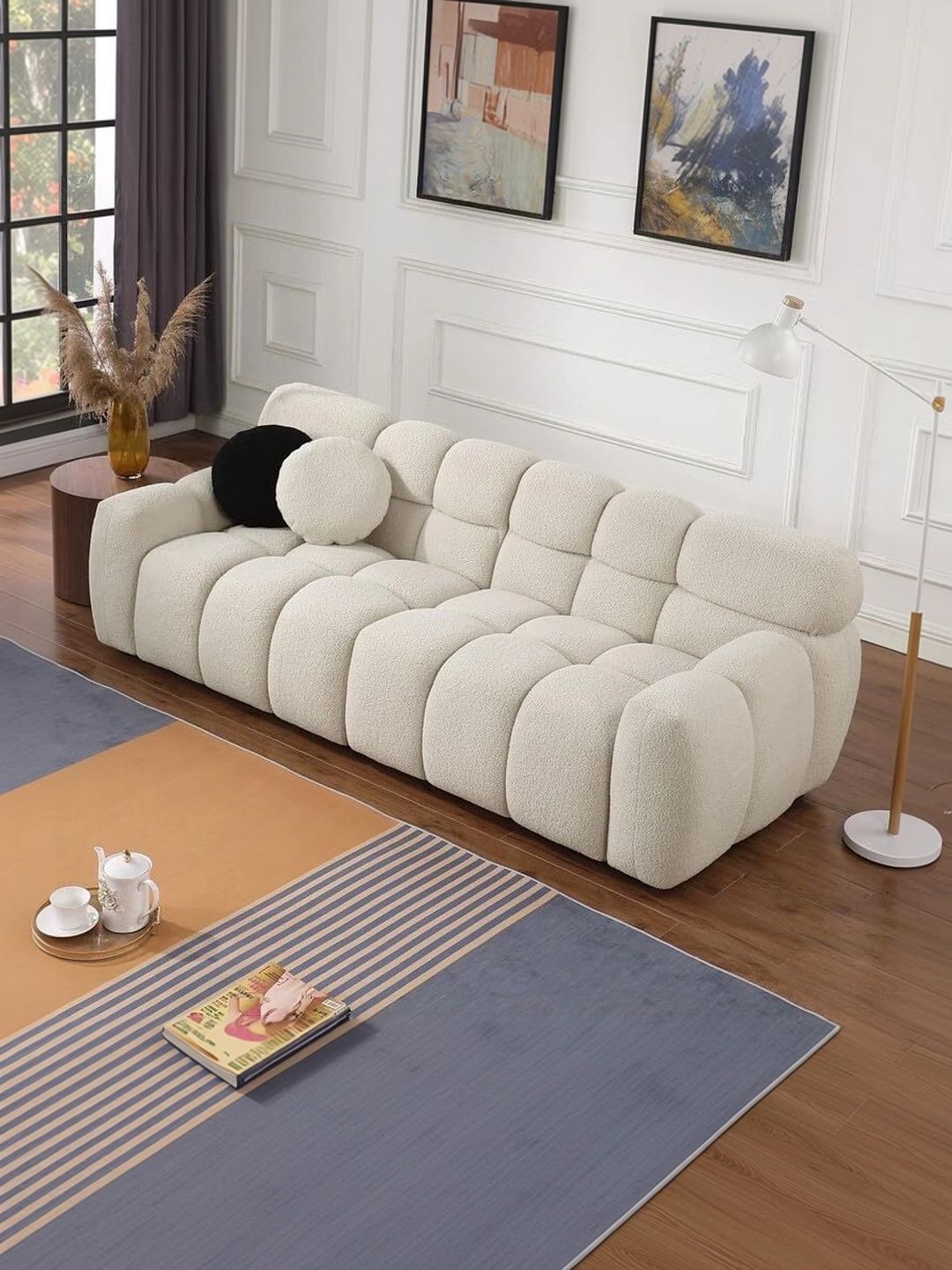 INDIAWOODMART Beige 3 Seater Sofa-picture-23