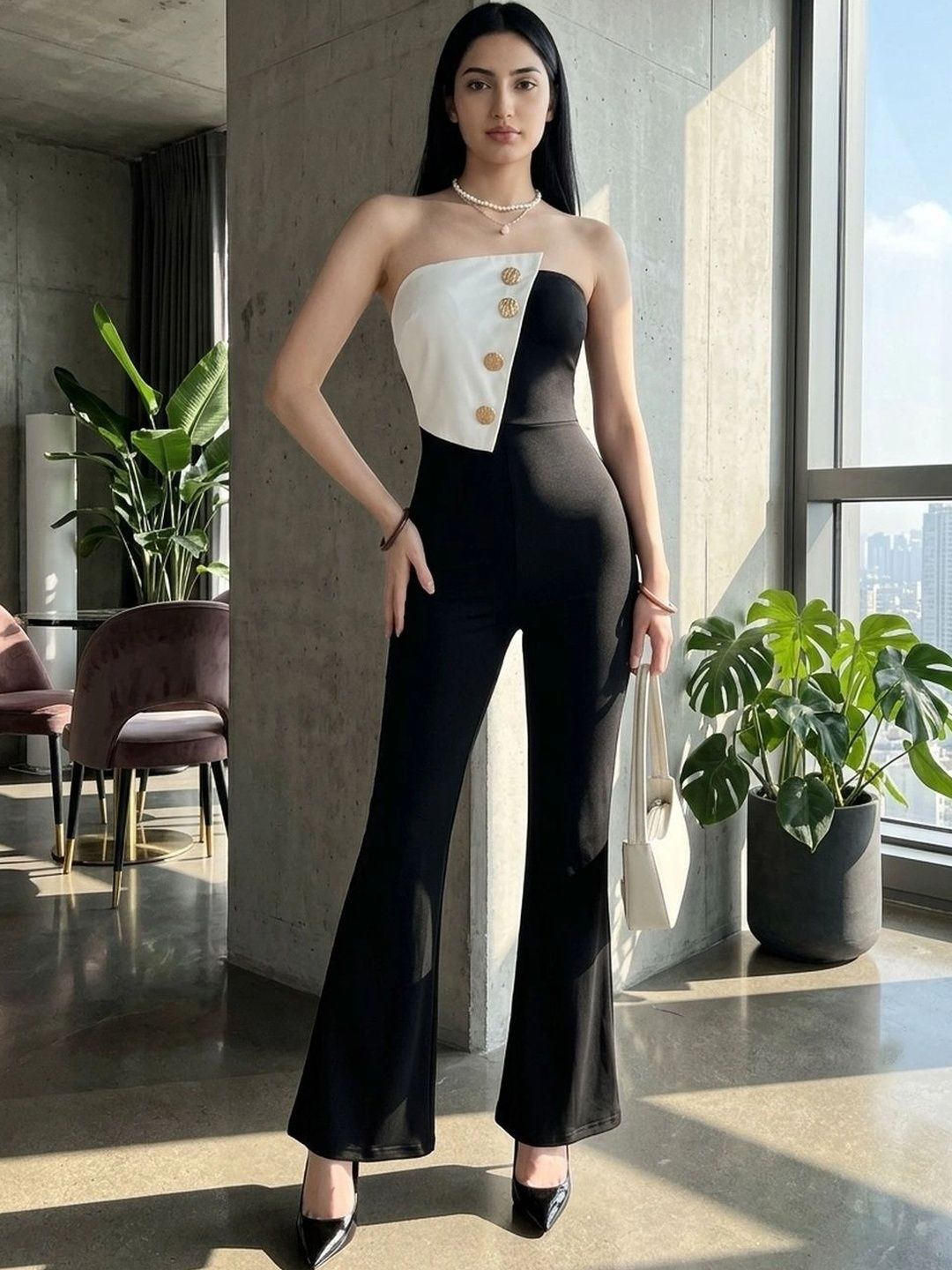 Zucchini Strapless Colourblocked Basic Jumpsuit-picture-33