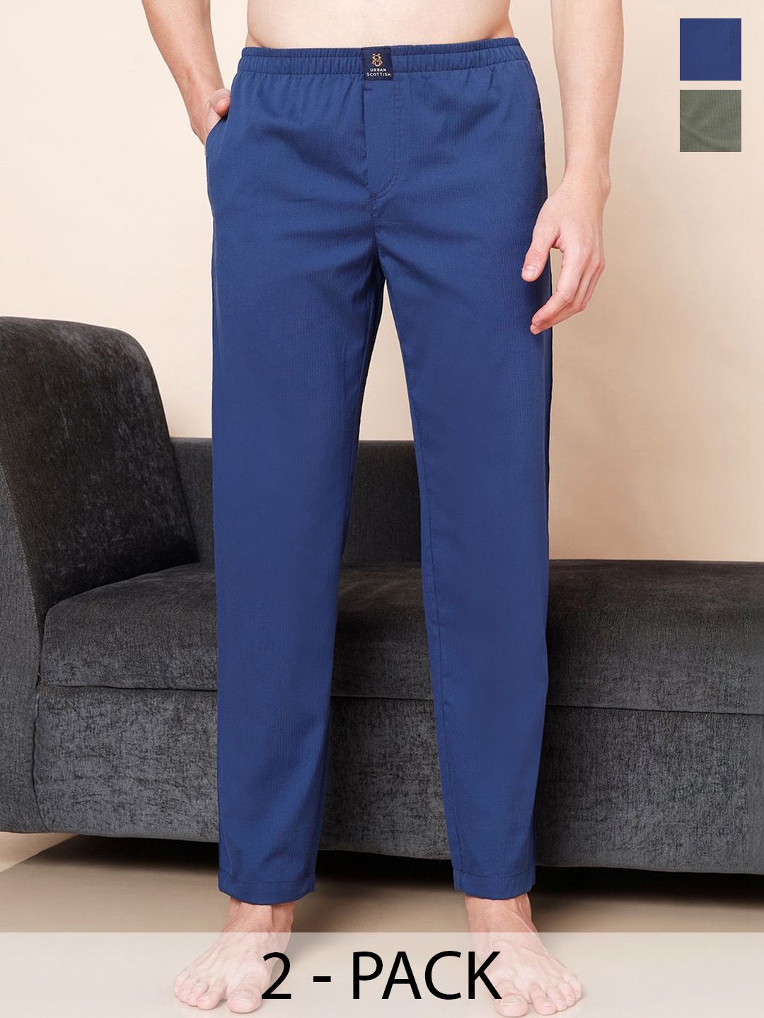 URBAN SCOTTISH Pack of 2 Pure Cotton Lounge Pants-picture-28