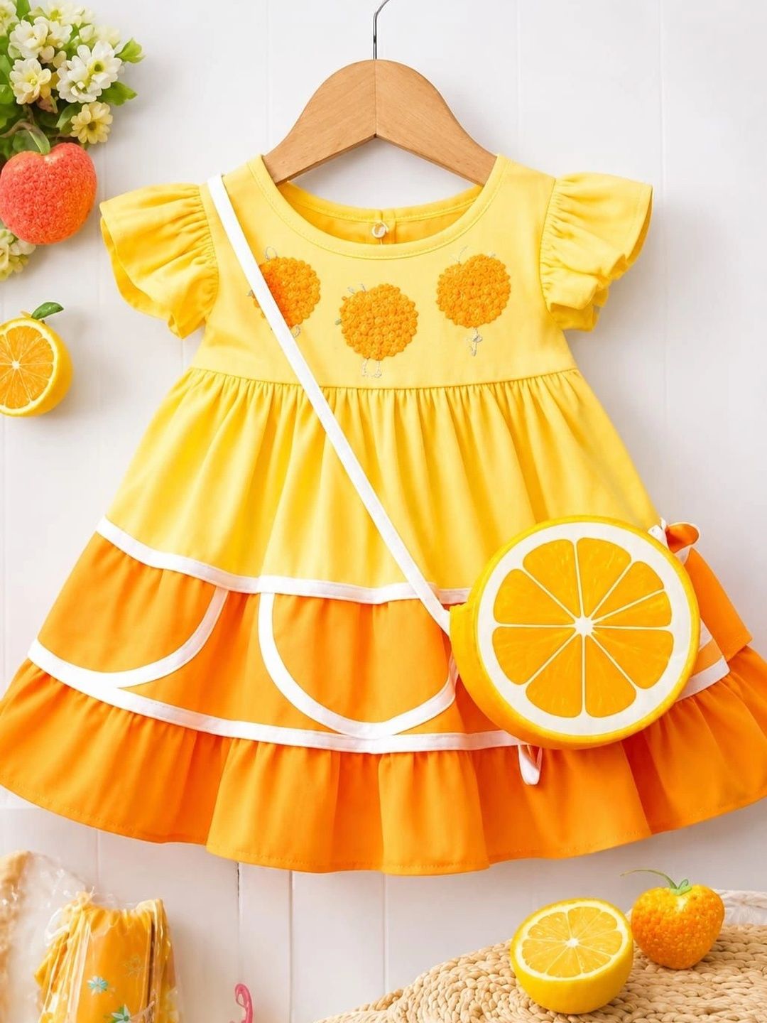 HSM FASHION Colourblocked Embroidered Flutter Sleeve A-Line Dress-picture-53