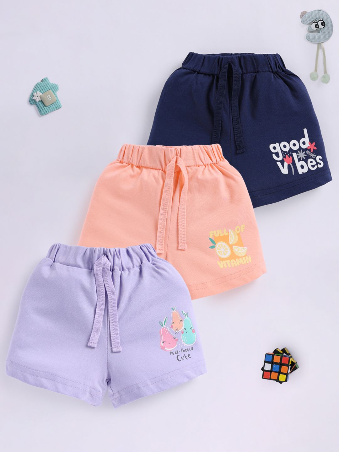 Teddy Girls Pack Of 3 Printed Pure Cotton Shorts-picture-45