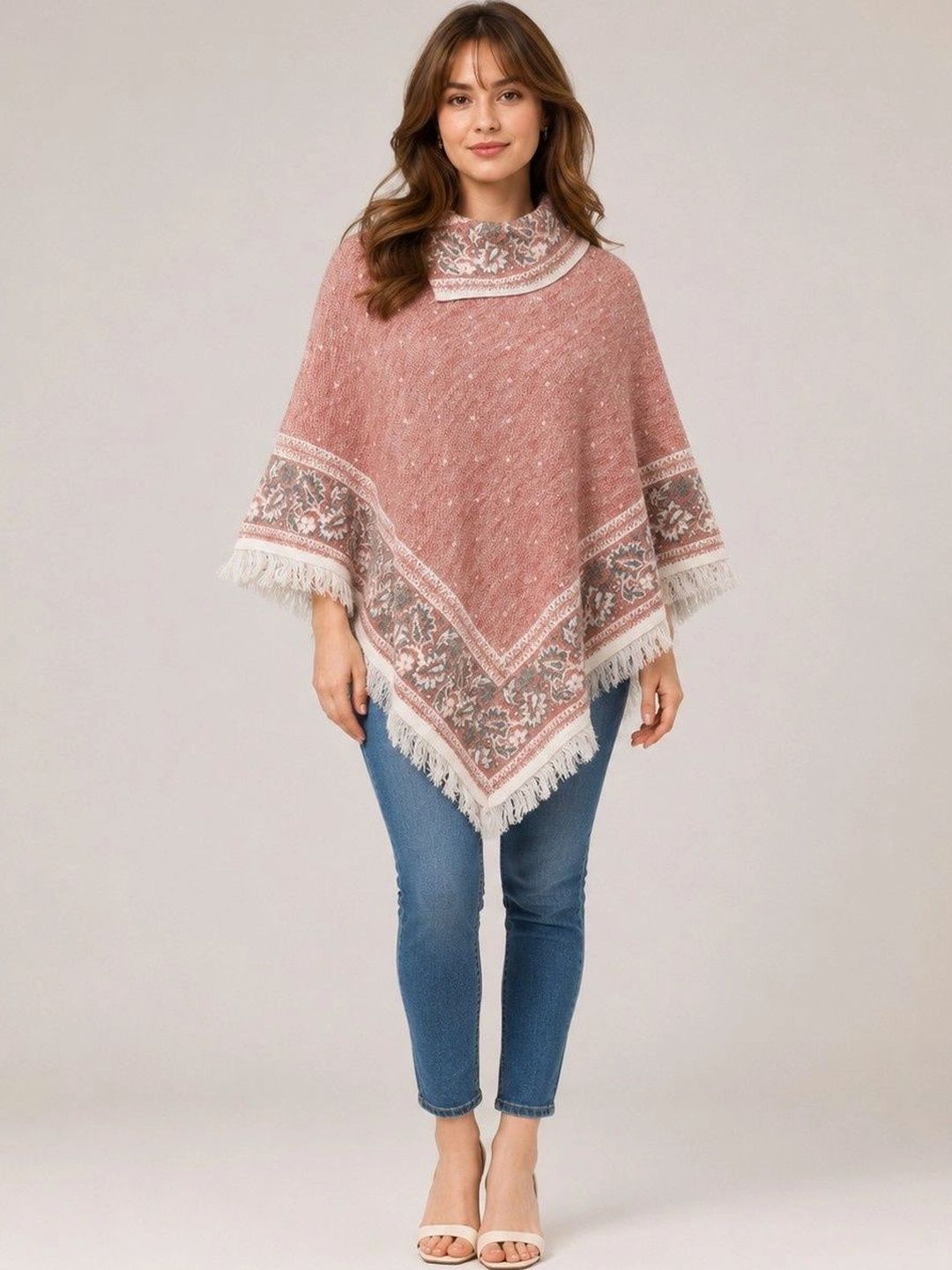 DISCOVERYLINE Women Floral Printed Poncho with Fringed Detail-picture-28