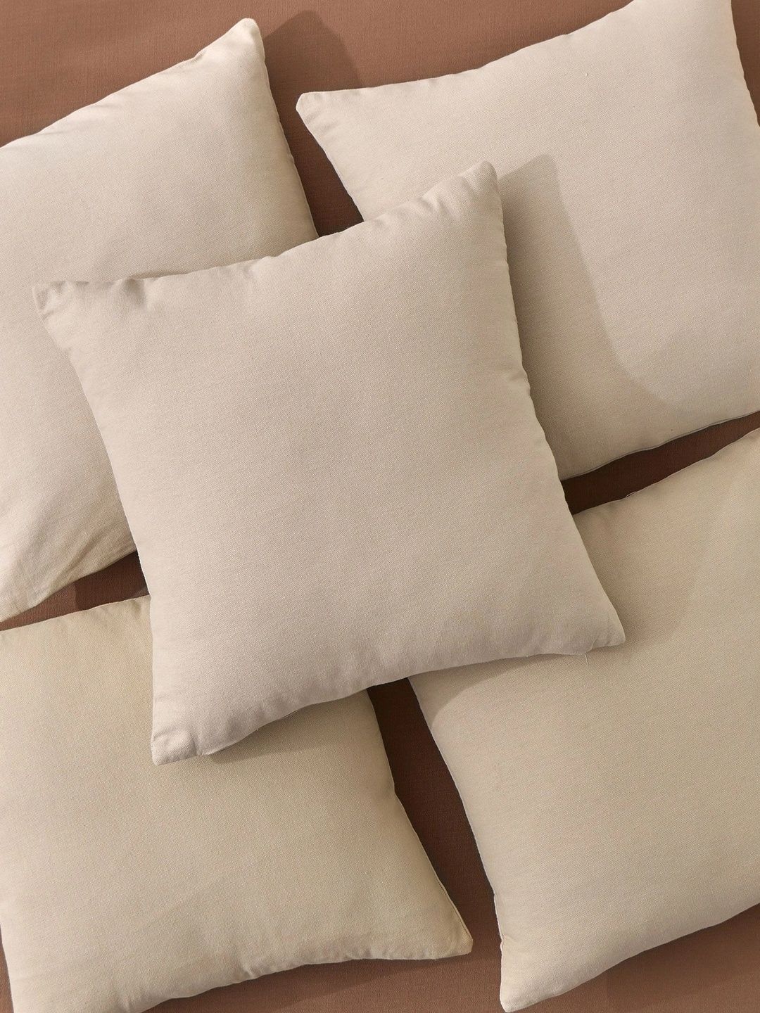 Home Centre Cream-Coloured Set of 5 Square Cushion Covers-picture-27