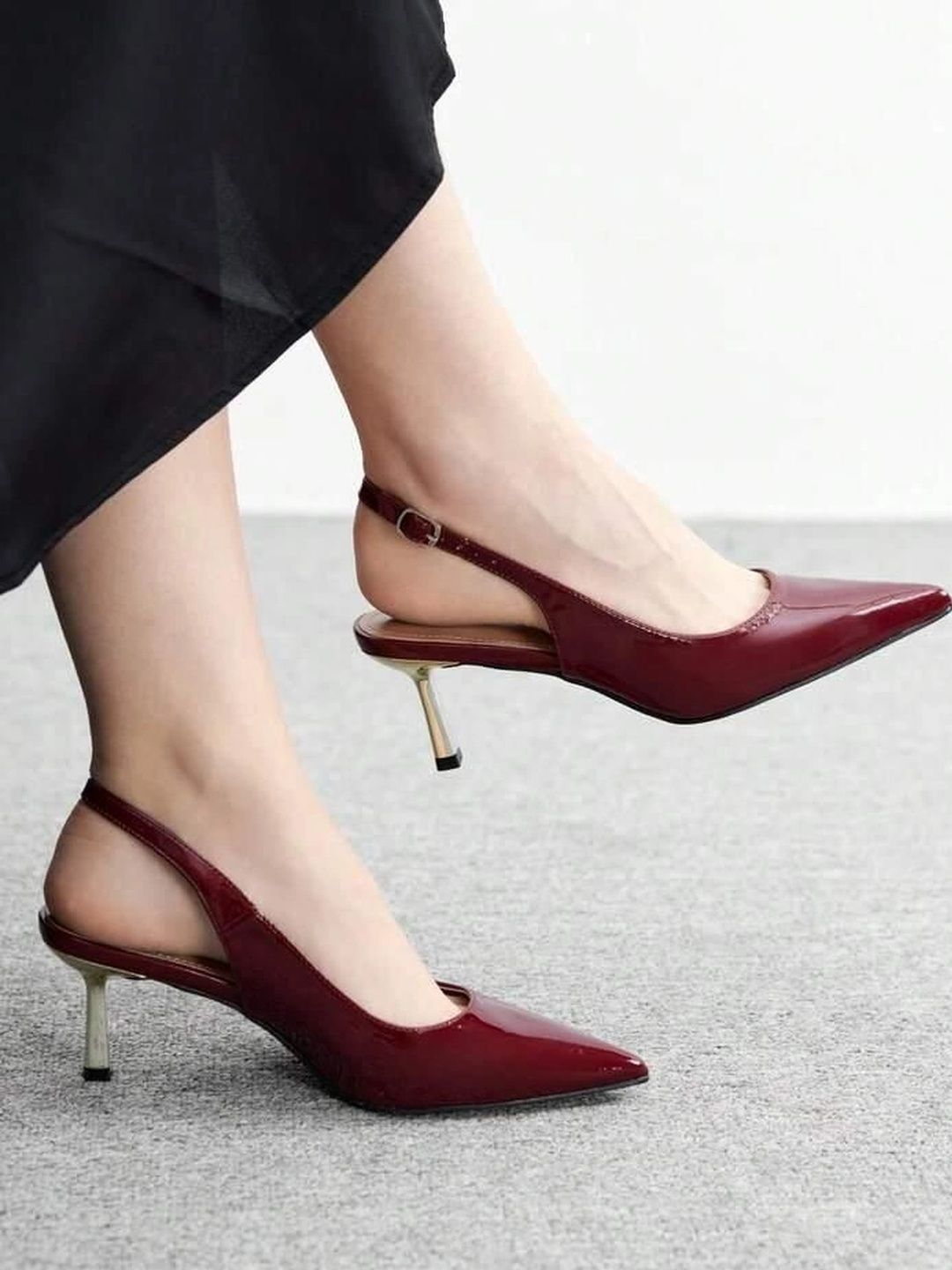 ALLEYSTRAP Women Pointed Toe Slingback Kitten Heels-picture-22