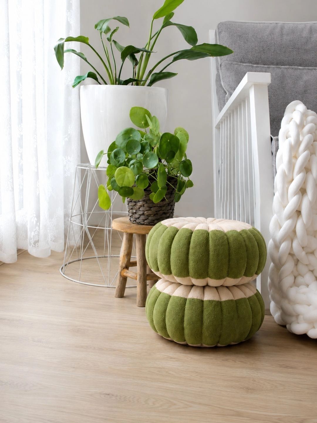 Dhrohar 2 Pieces Beige Velvet Round Pleated Cushions-image-31