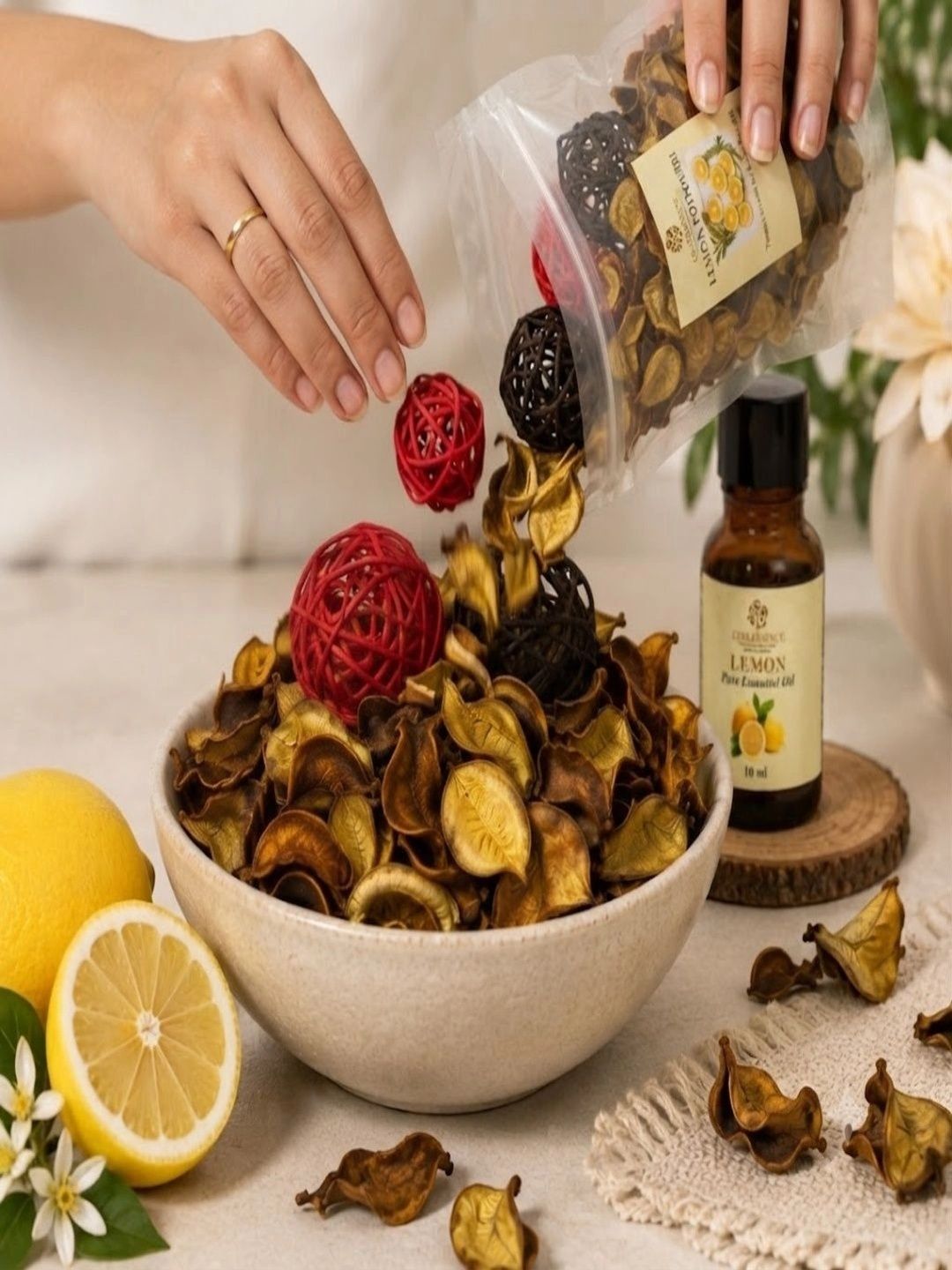 Coreessence Lemon Potpourri With Pure Essential Oil Combo Home Fragrances-image-45