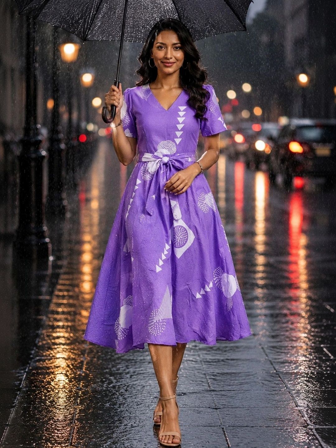 Moda Rapido Print A-Line Dress