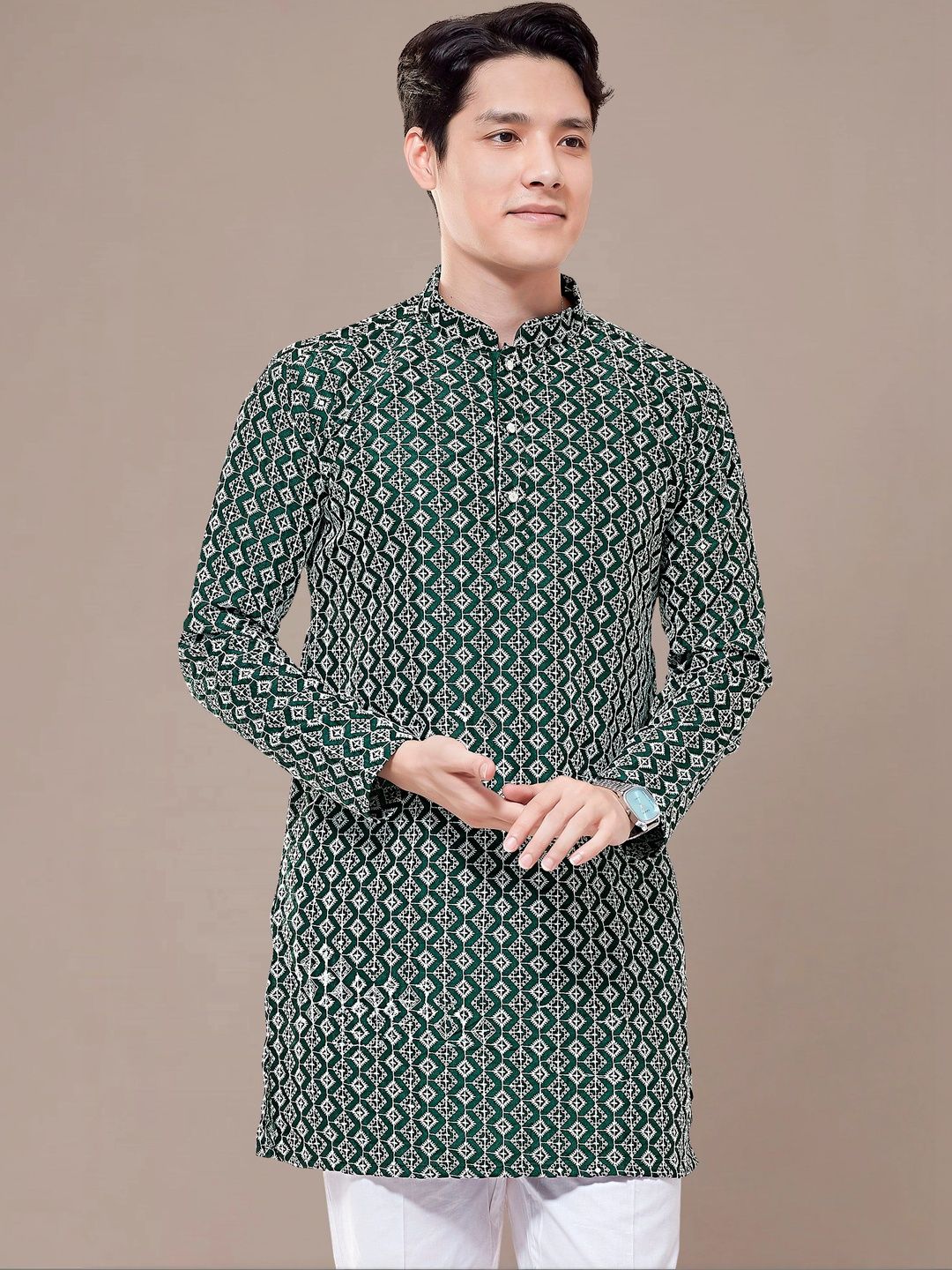 PulseIQ Men Embroidered Thread Work Kurta-picture-35