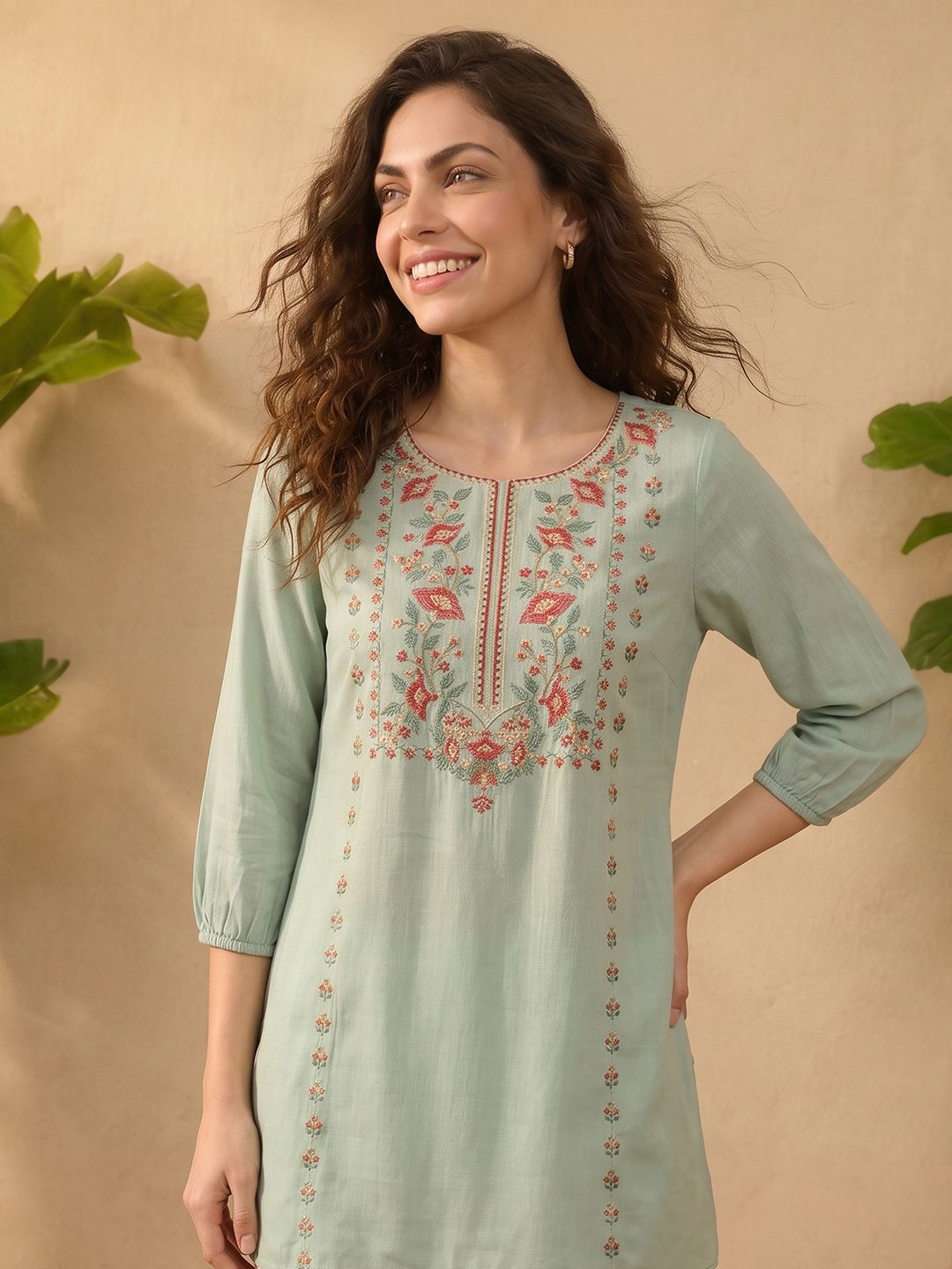 Janasya Viscose Rayon Embroidered Ethnic Tunic-picture-13