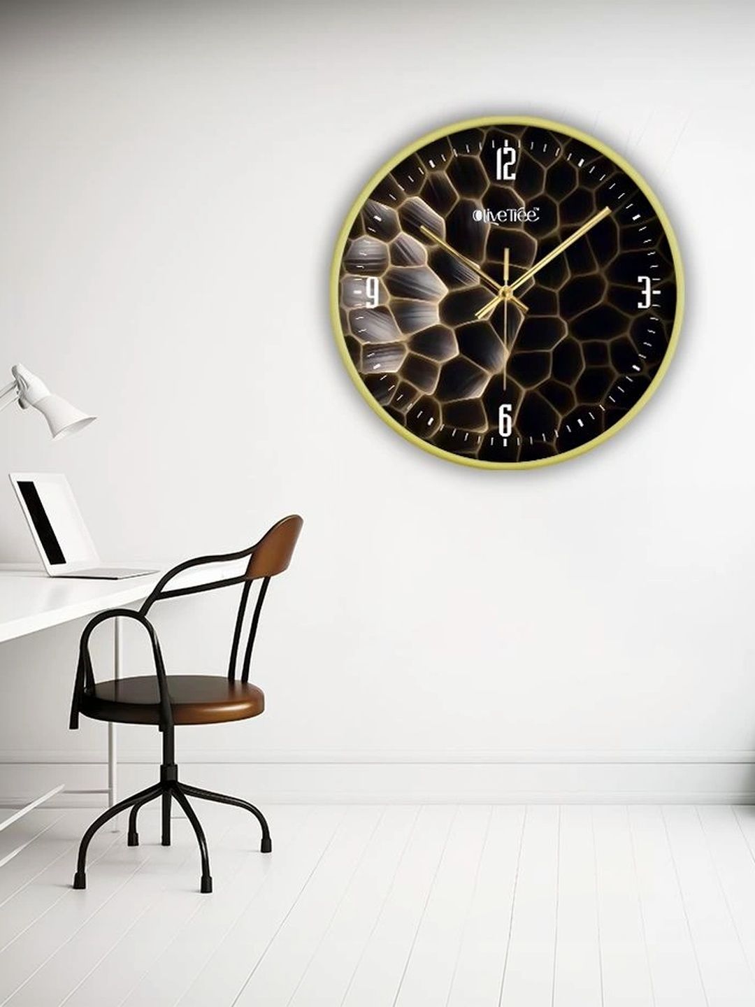 OLIVE TREE Gold-Toned & Black Printed Contemporary Wall Clock-picture-45