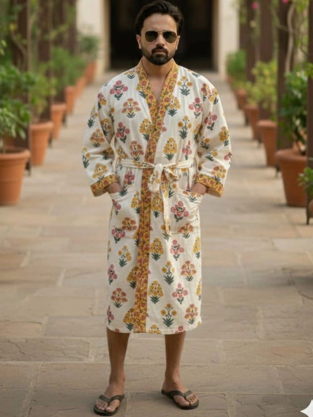 CHICERY Printed Knee Length Bath Robe & Wraps-picture-19