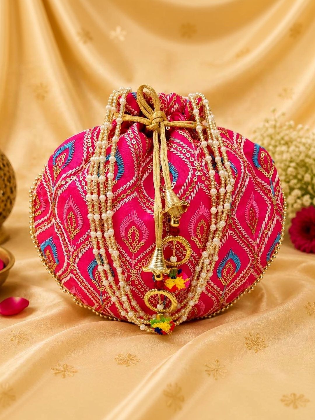 JIVON Embroidered Embellished Potli Clutch-picture-34