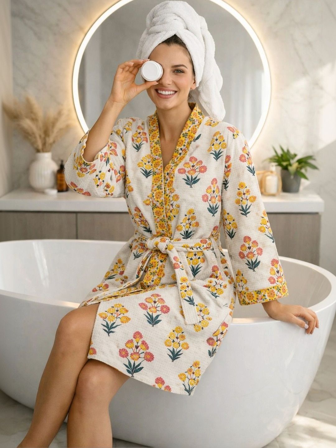 CHICERY Printed Knee Length Bath Robe & Wraps-image-13
