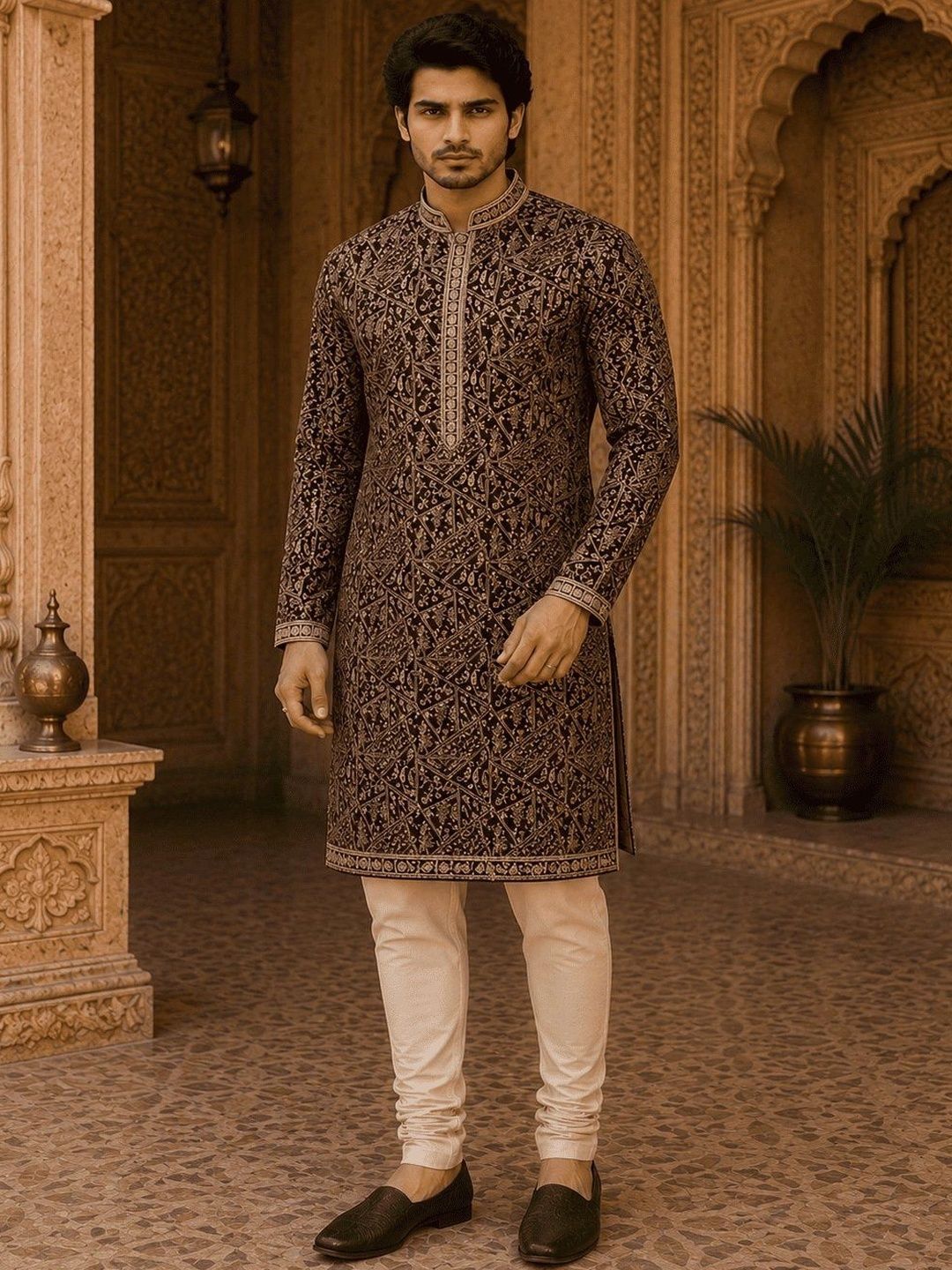 Anouk Men Ethnic Motifs Embroidered Thread Work Grandeur & Majestic Artwork Kurta-picture-50