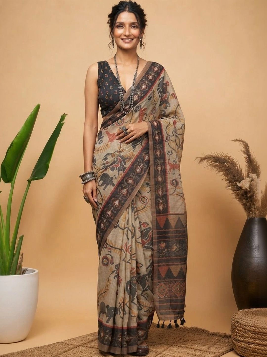 AANVI Kalamkari Silk Blend Saree-picture-31