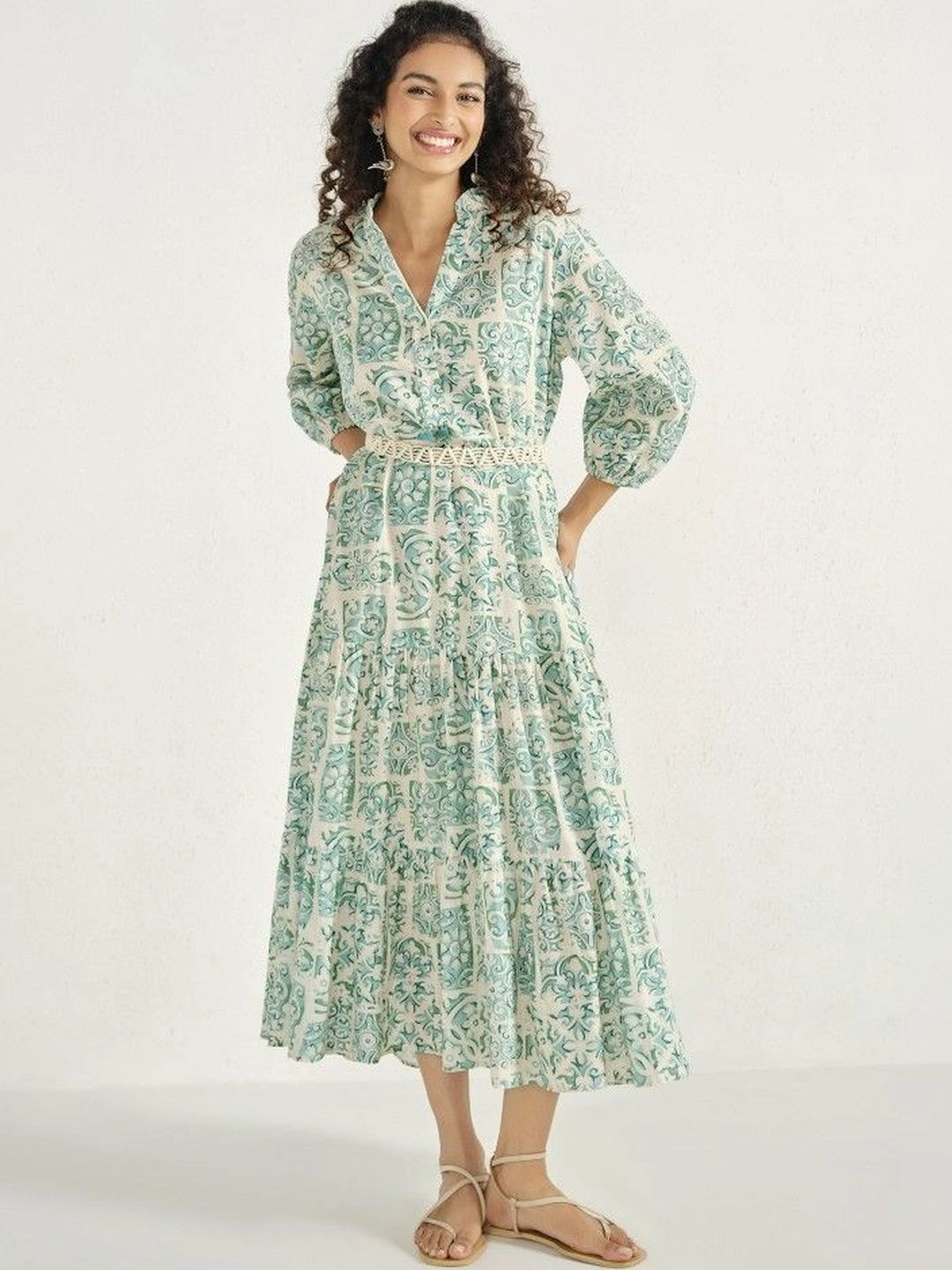 Women Printed A-Line Midi Dress