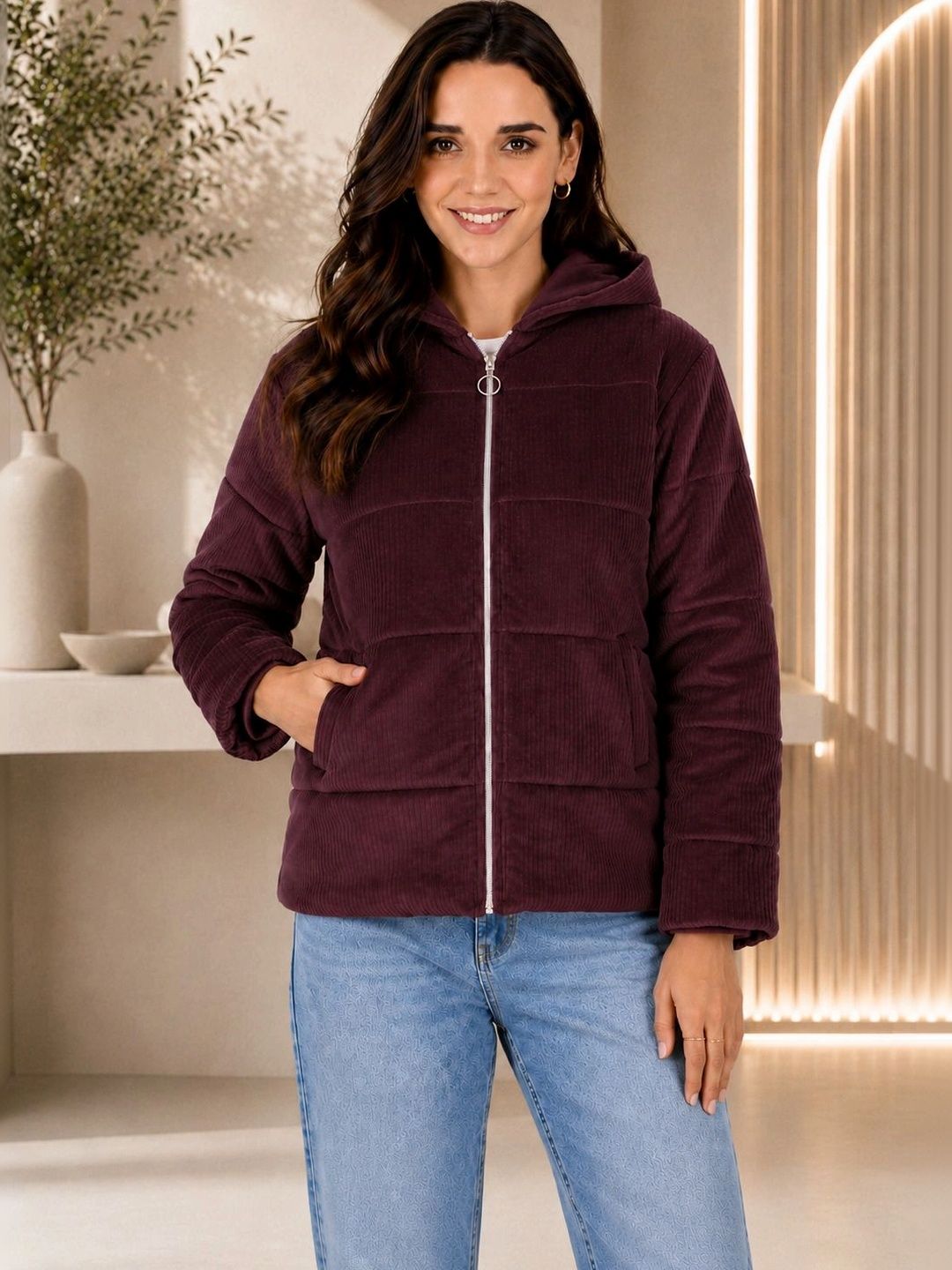 all about you Women Corduroy Puffer Jacket-image-21