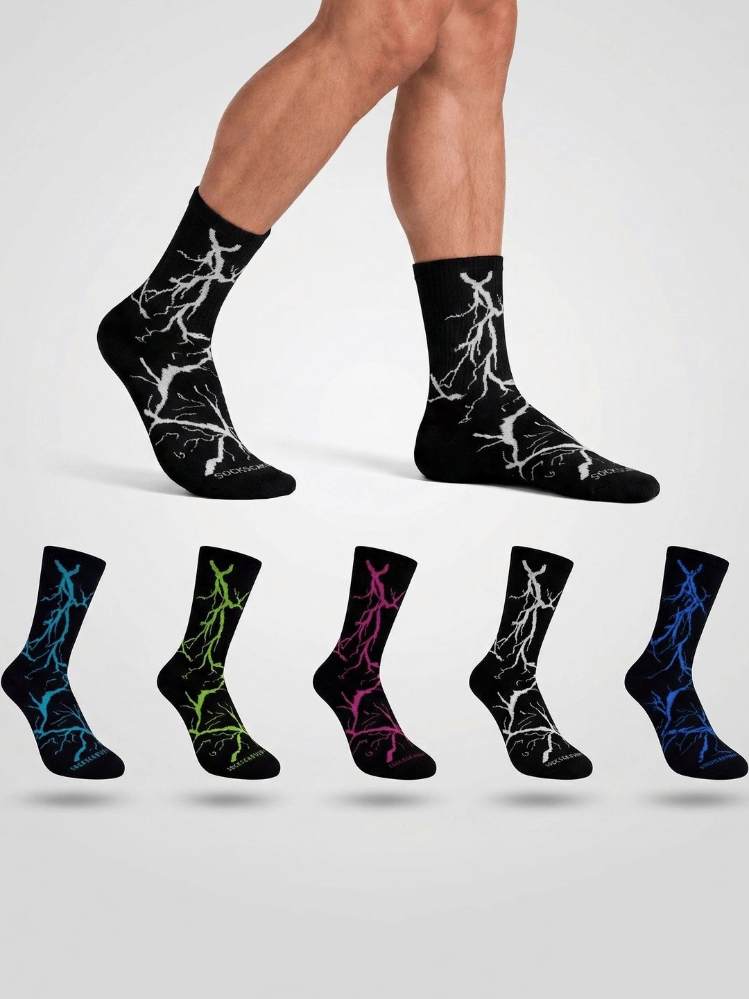 Moda Rapido Men Pack of 5 Cotton Blend Patterned Calf Length Socks-picture-36