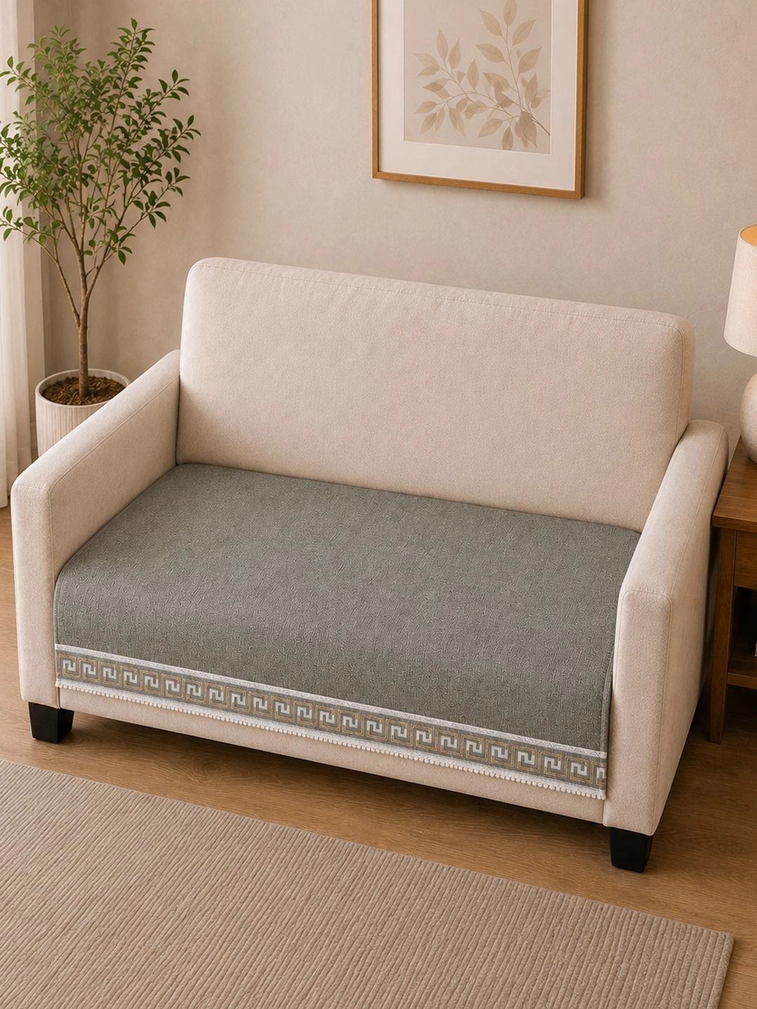 The Home Story Grey 1 Piece Sofa Cover Without Arms-picture-22