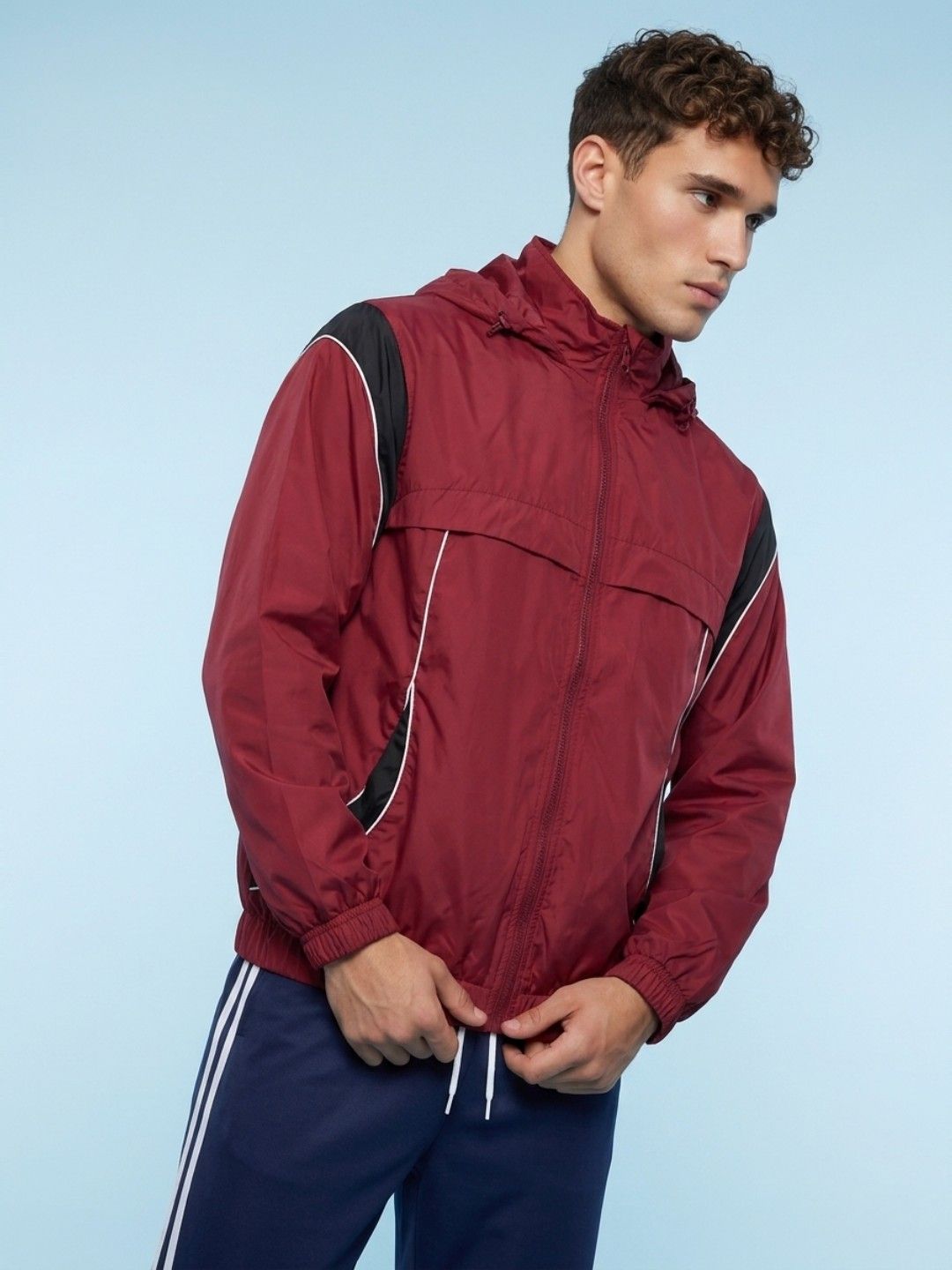SPORT STREET by glitchez Men Colourblocked Acrylic Windcheater Woven Jacket-picture-25