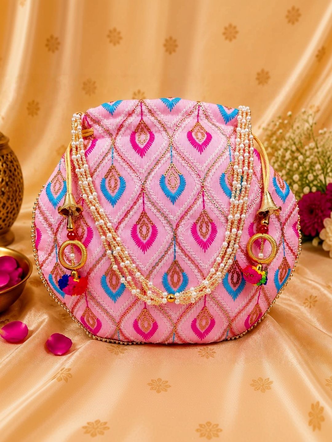 JIVON Embroidered Embellished Potli Clutch-picture-56