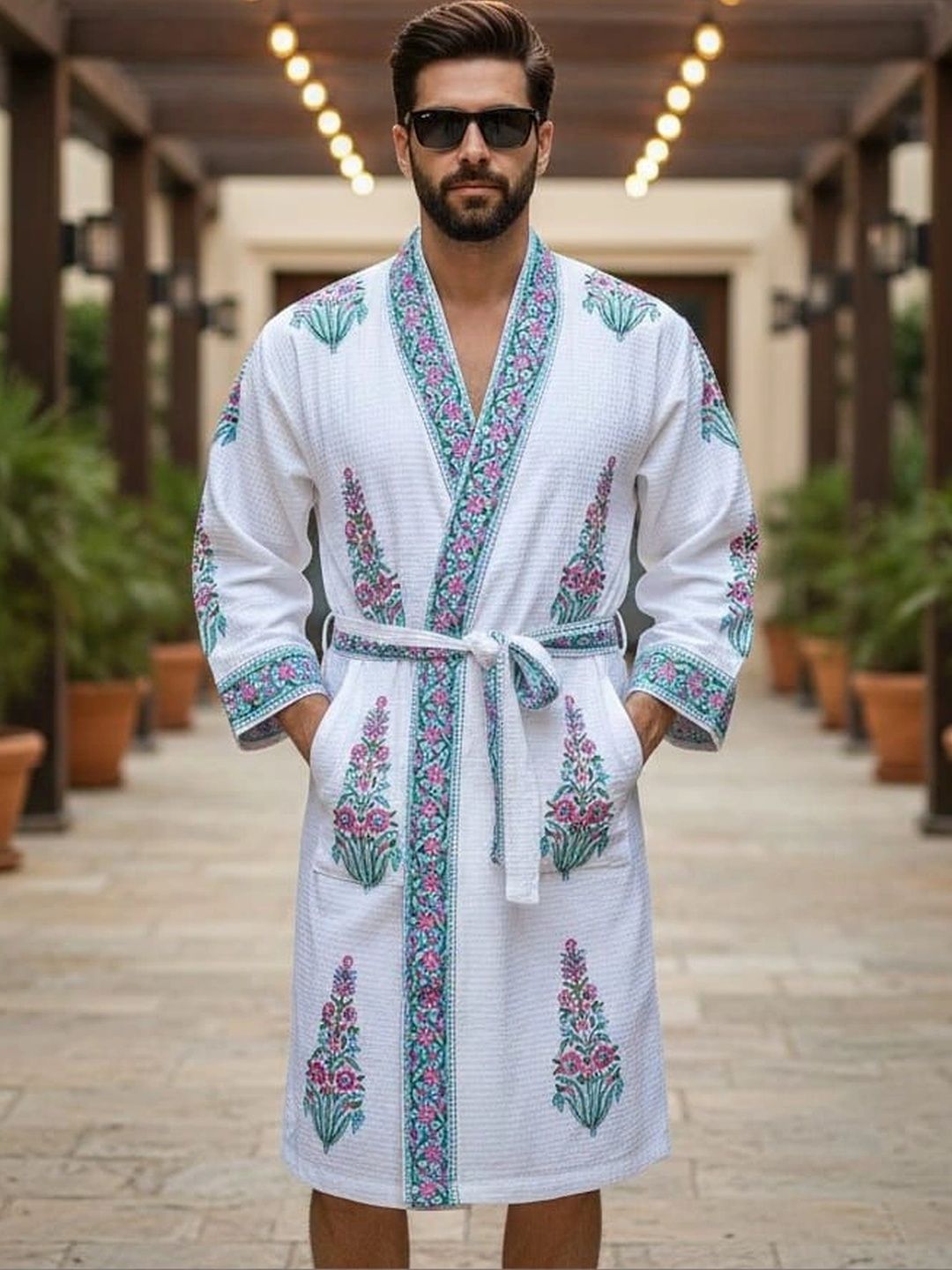 CHICERY Printed Knee Length Bath Robe & Wraps-picture-13