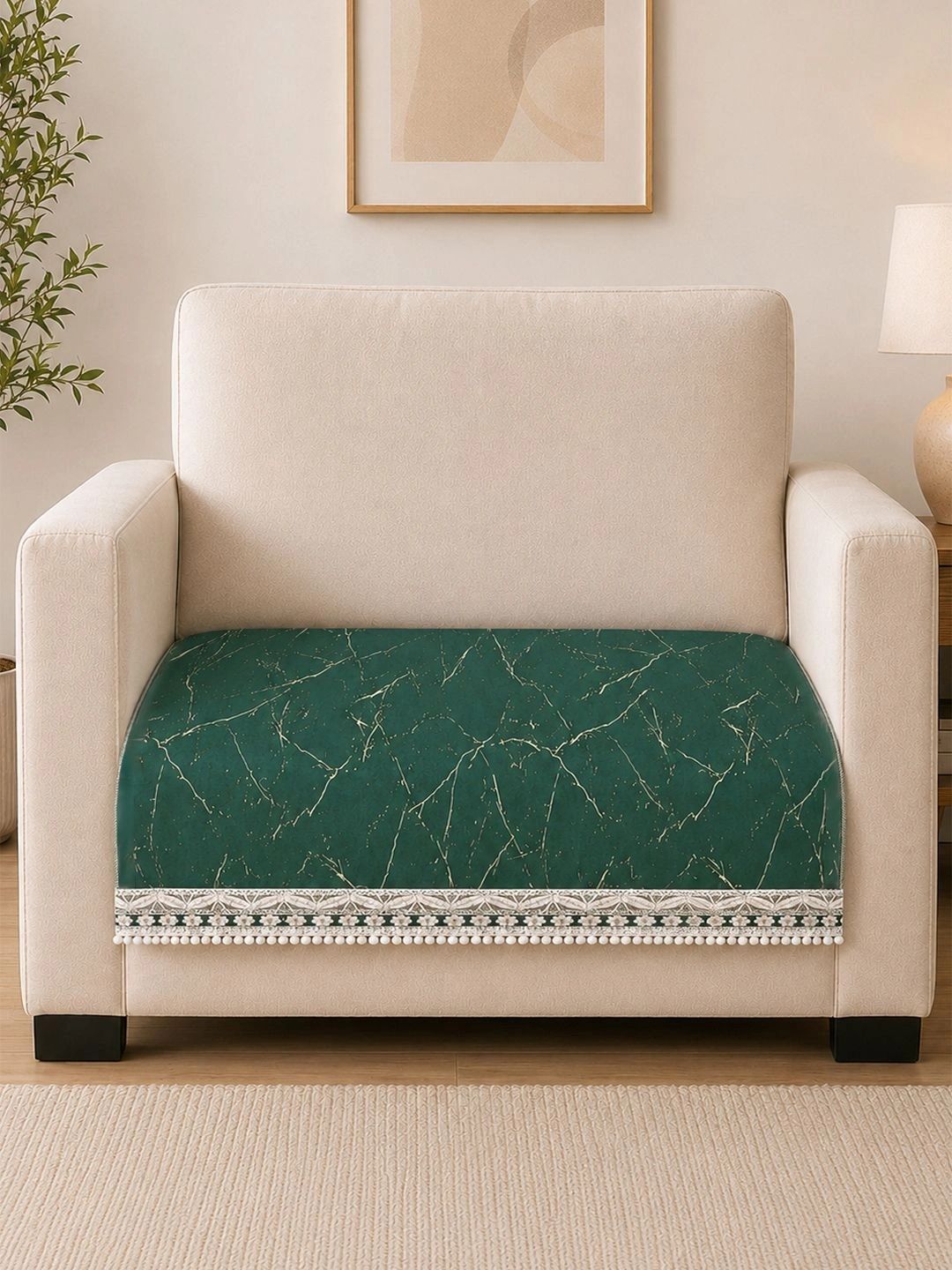 Myntra Elegant Homes Green Printed 1 Piece Sofa Cover Without Arms-picture-26