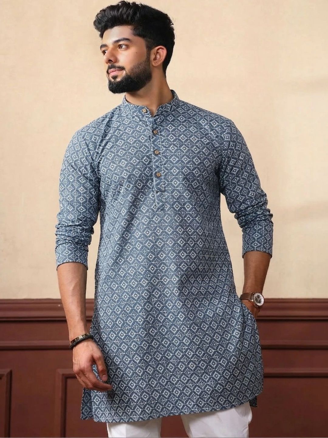 AAYANVI ENTERPRISE Men Geometric Printed Kurta-picture-41