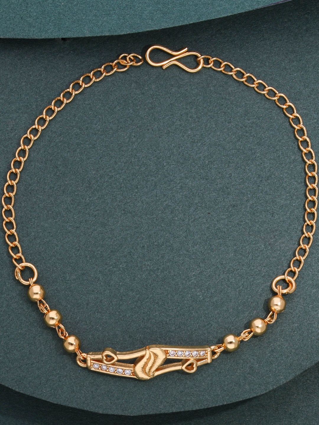 DressBerry Women Brass American Diamond Wraparound Bracelet