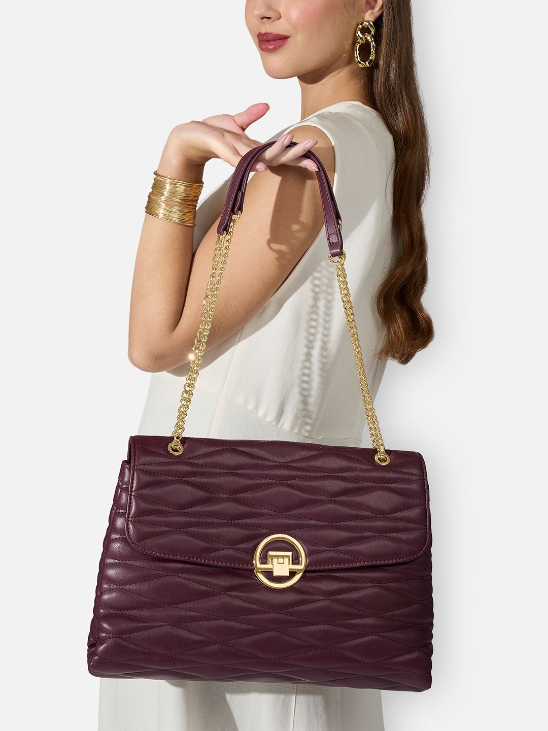 LAVIE LUXE Women Lucie Quilted Large Flap Satchel Handbag-picture-44