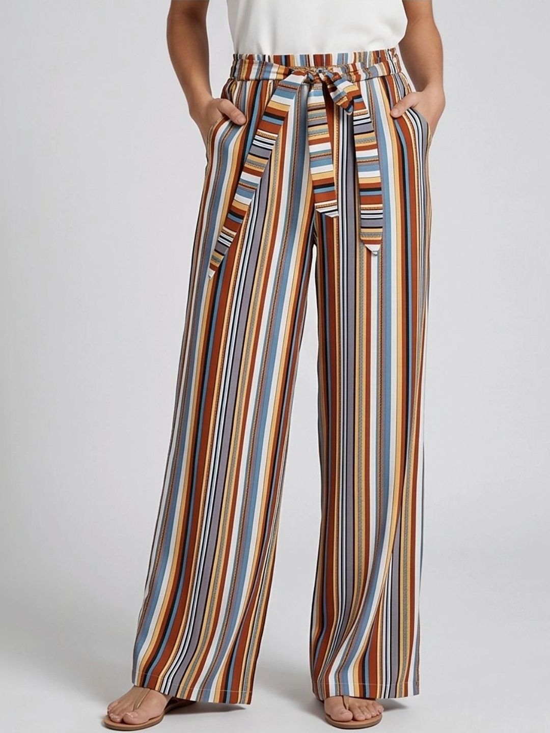 V-Mart Women Striped Palazzos-picture-41