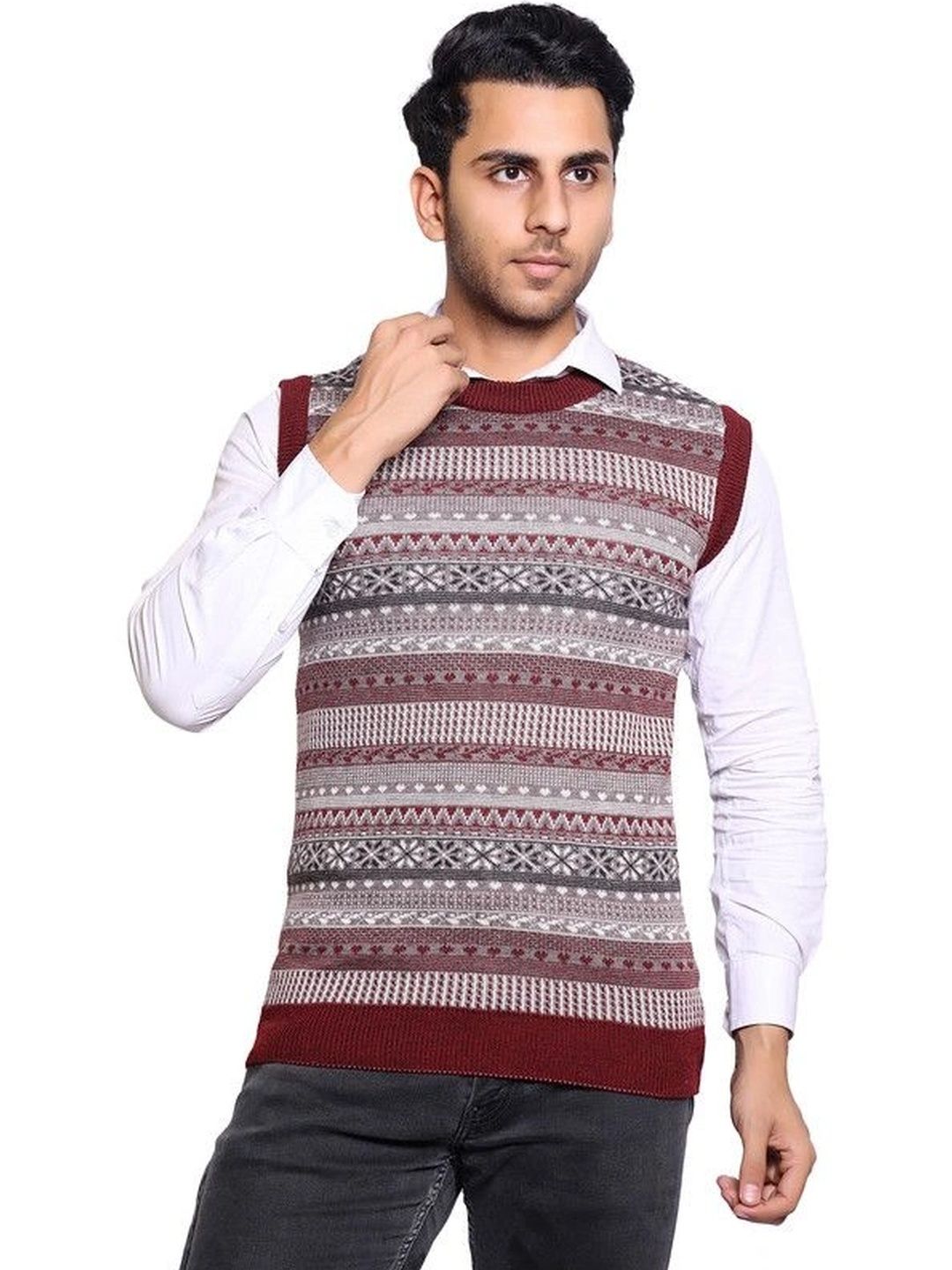 Grand Line Men Fair Isle Printed Sweater Vest-picture-40