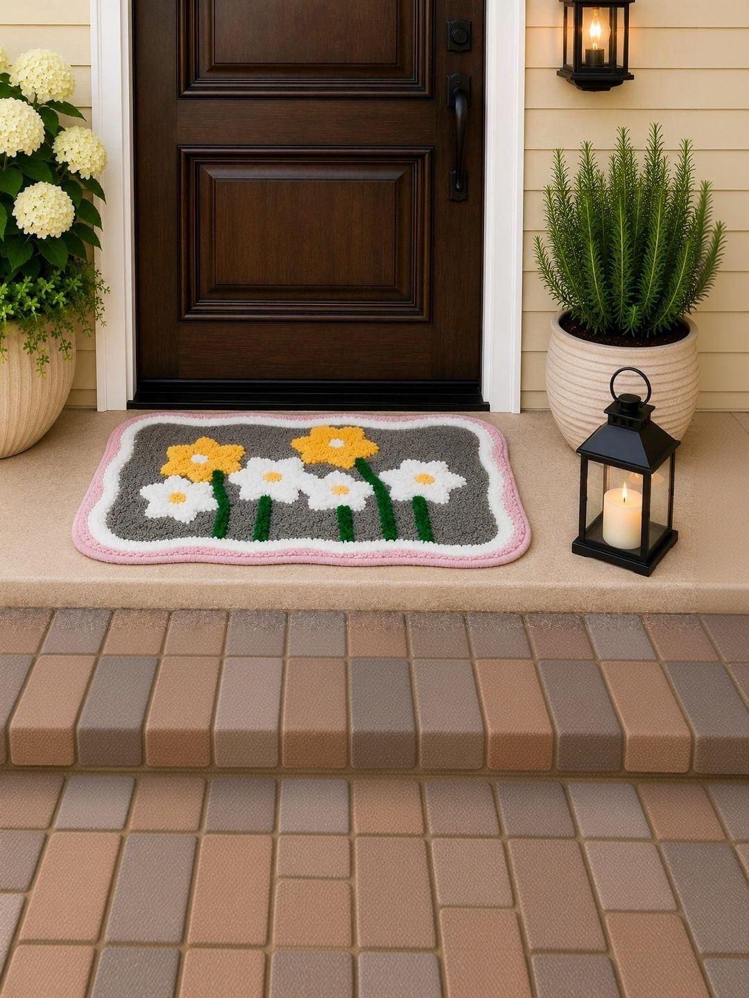 DAMAC Grey & Pink Super Soft Anti-Skid Doormats-image-46