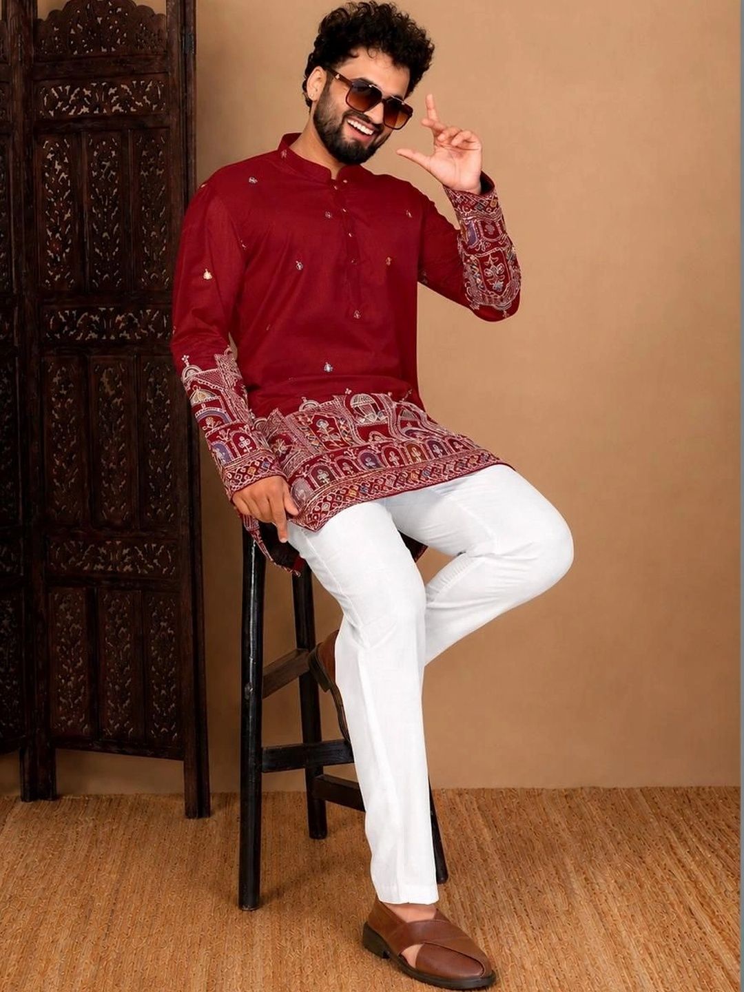 House of Pataudi Men Ethnic Motifs Embroidered Thread Work Grandeur & Majestic Artwork Kurta-picture-35