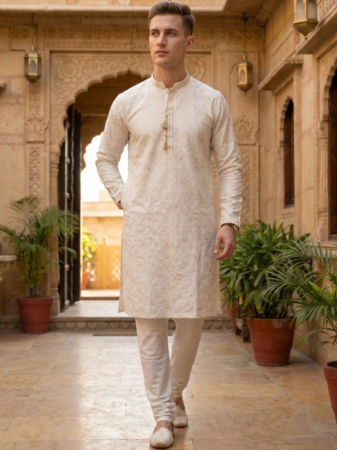 Rajlaxmi Punjabi Wholesale Men Embellished Sequinned Kurta-picture-56